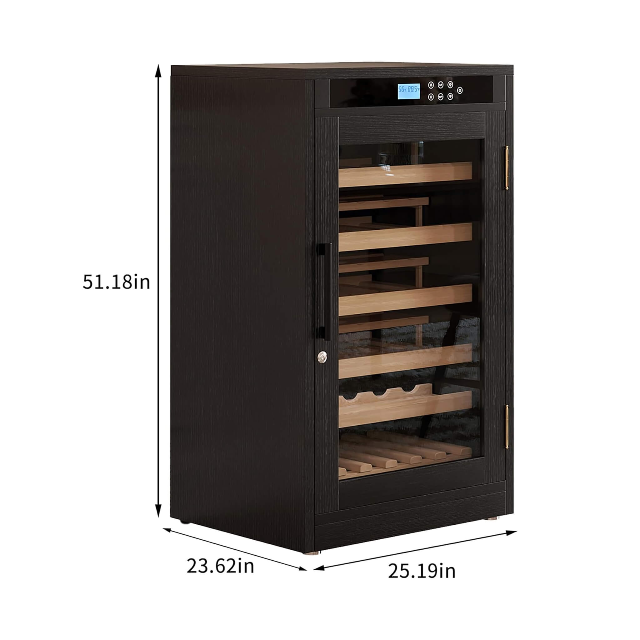Nuvia 69-Bottle 7.6 Cu.Ft Freestanding Smart Wooden Wine Cooler With LED Touch Display (SAK24861)