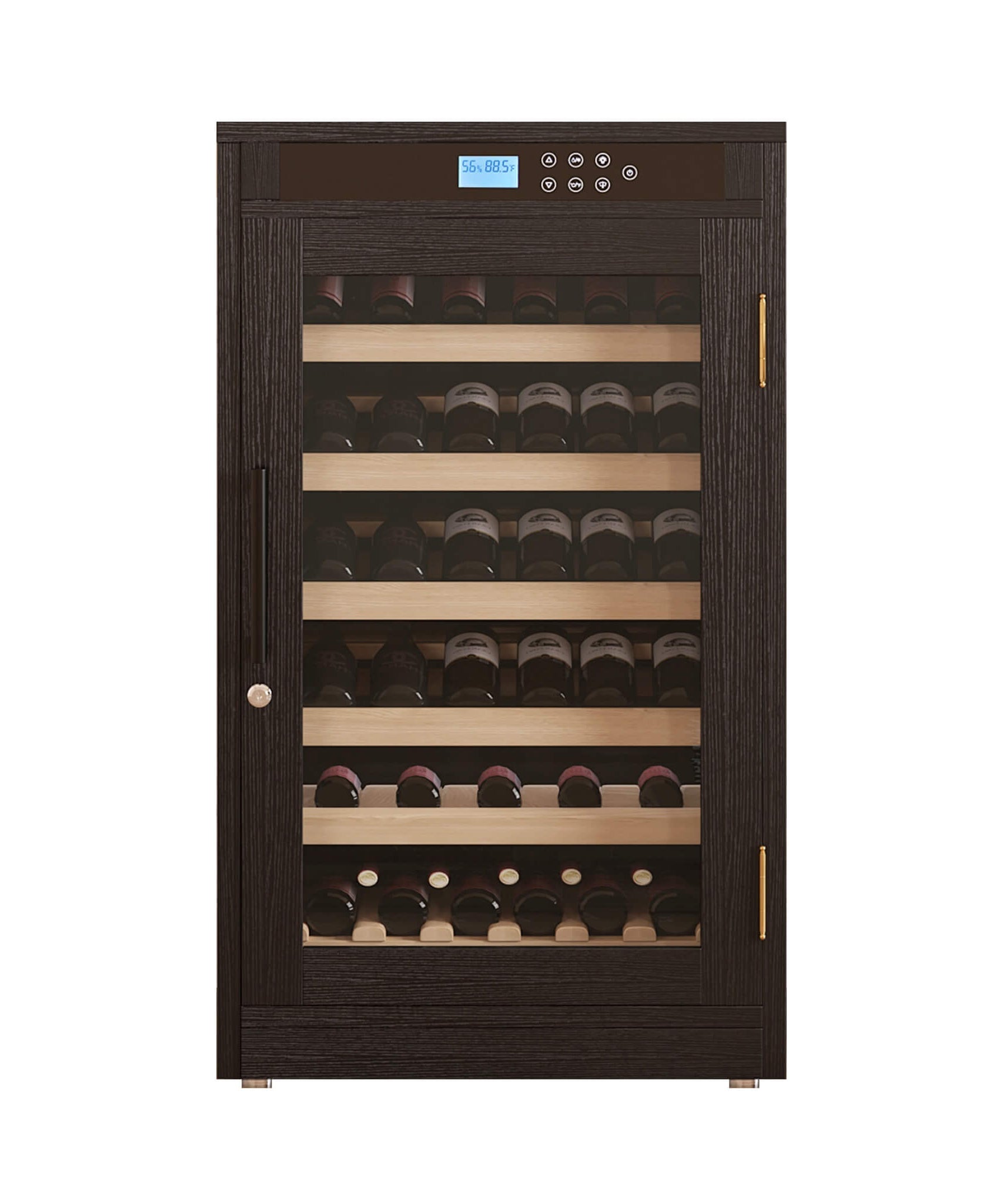 Nuvia 69-Bottle 7.6 Cu.Ft Freestanding Smart Wooden Wine Cooler With LED Touch Display (SAK24861)