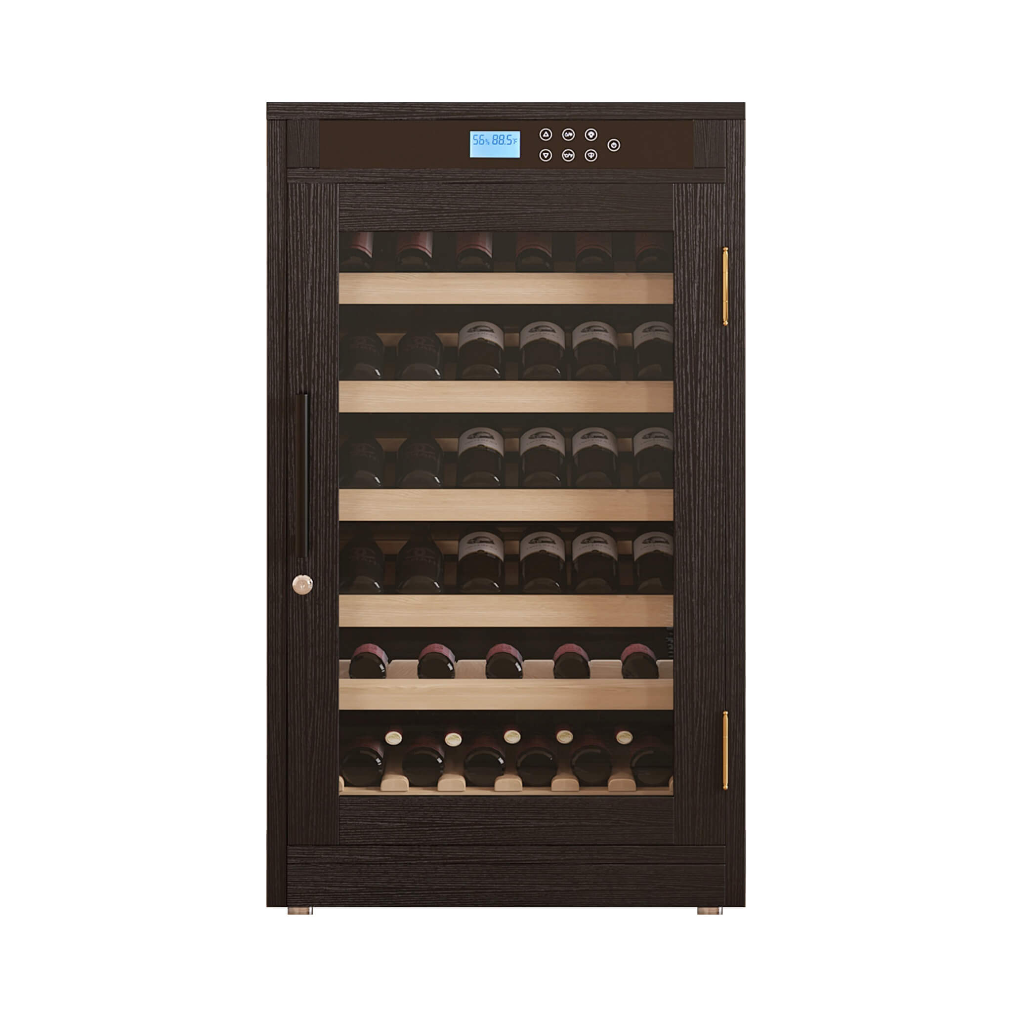 Nuvia 69-Bottle 7.6 Cu.Ft Freestanding Smart Wooden Wine Cooler With LED Touch Display (SAK24861)