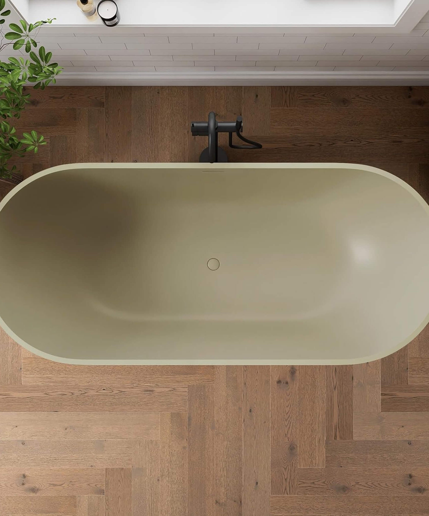 [69X30-Inch] Nuvia Freestanding Oval Stone Resin Soaking Tub With Overflow Drain (SAK35786)