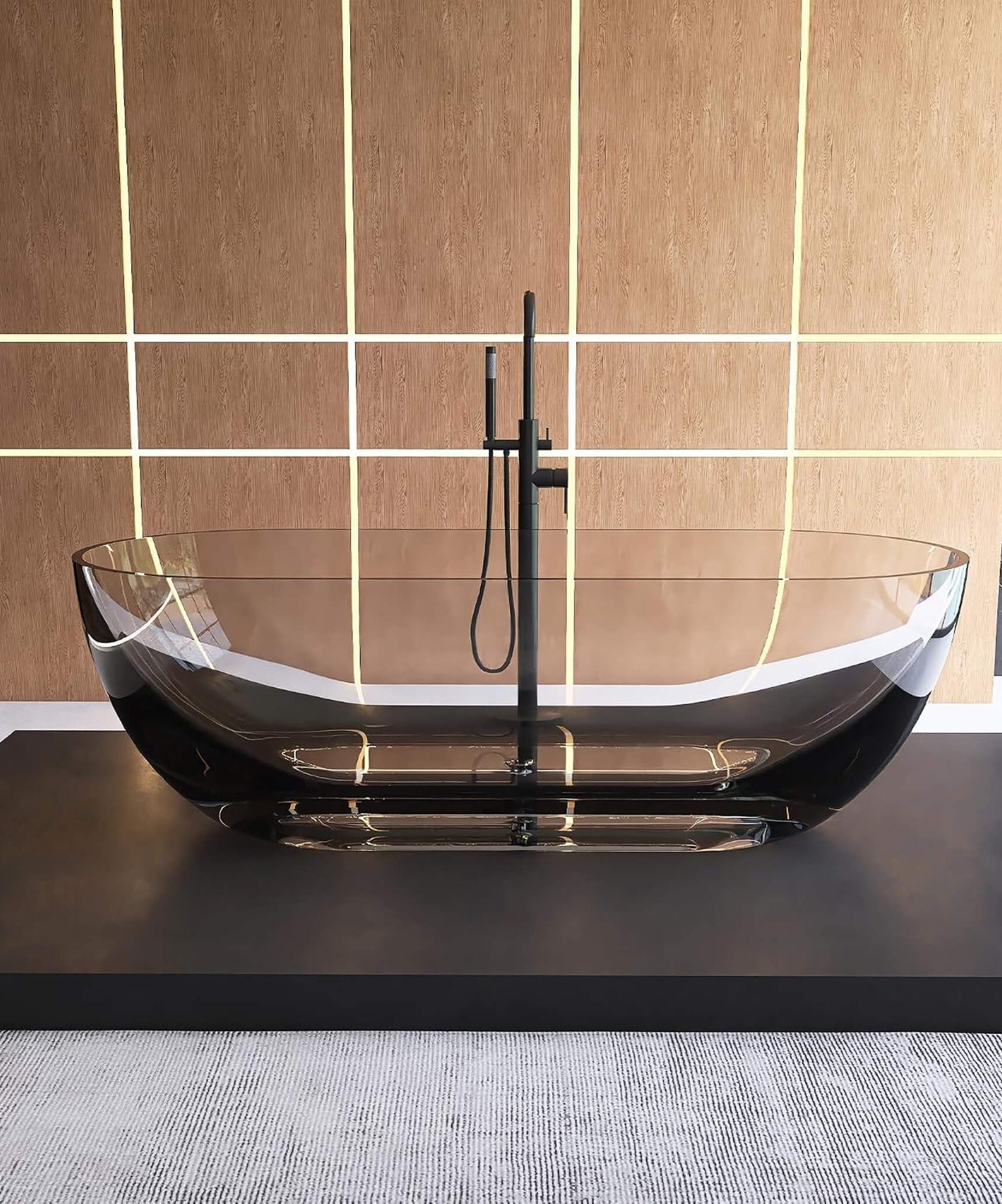 [69X30-Inch] Nuvia Freestanding Oval Stone Resin Soaking Tub With Overflow Drain (SAK35786)