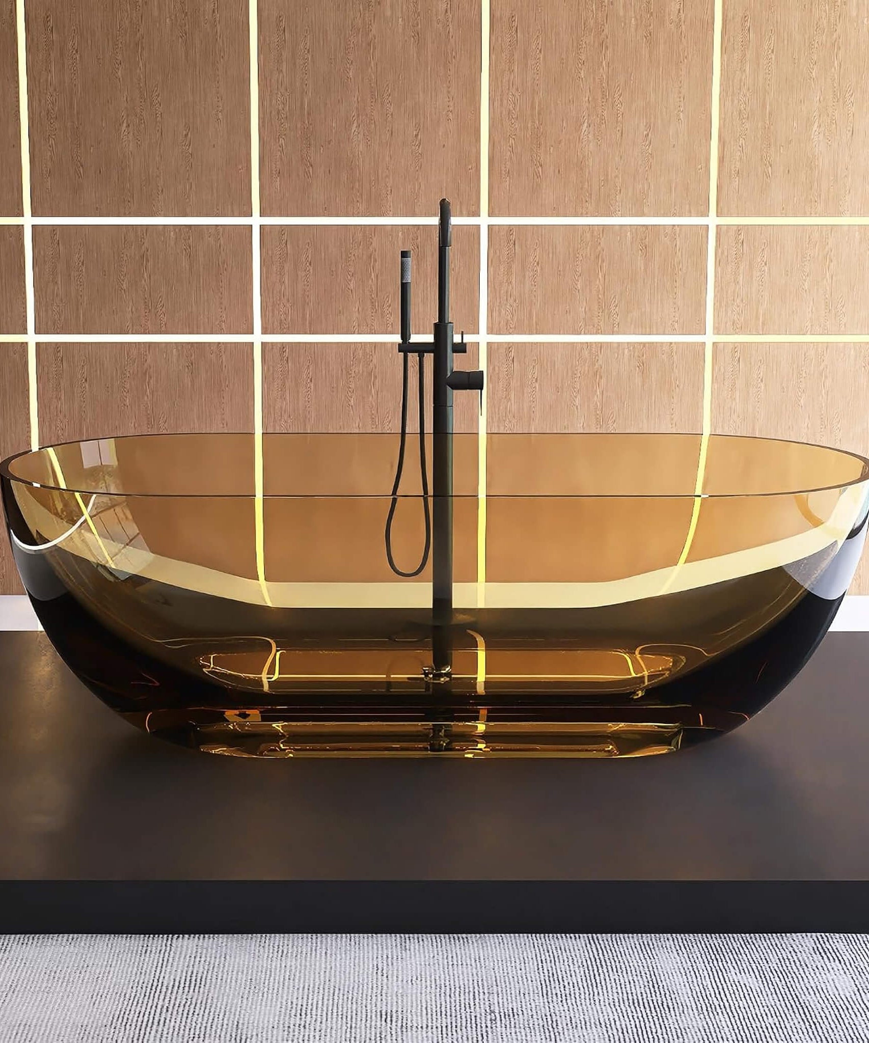[69X30-Inch] Nuvia Freestanding Oval Stone Resin Soaking Tub With Overflow Drain (SAK35786)