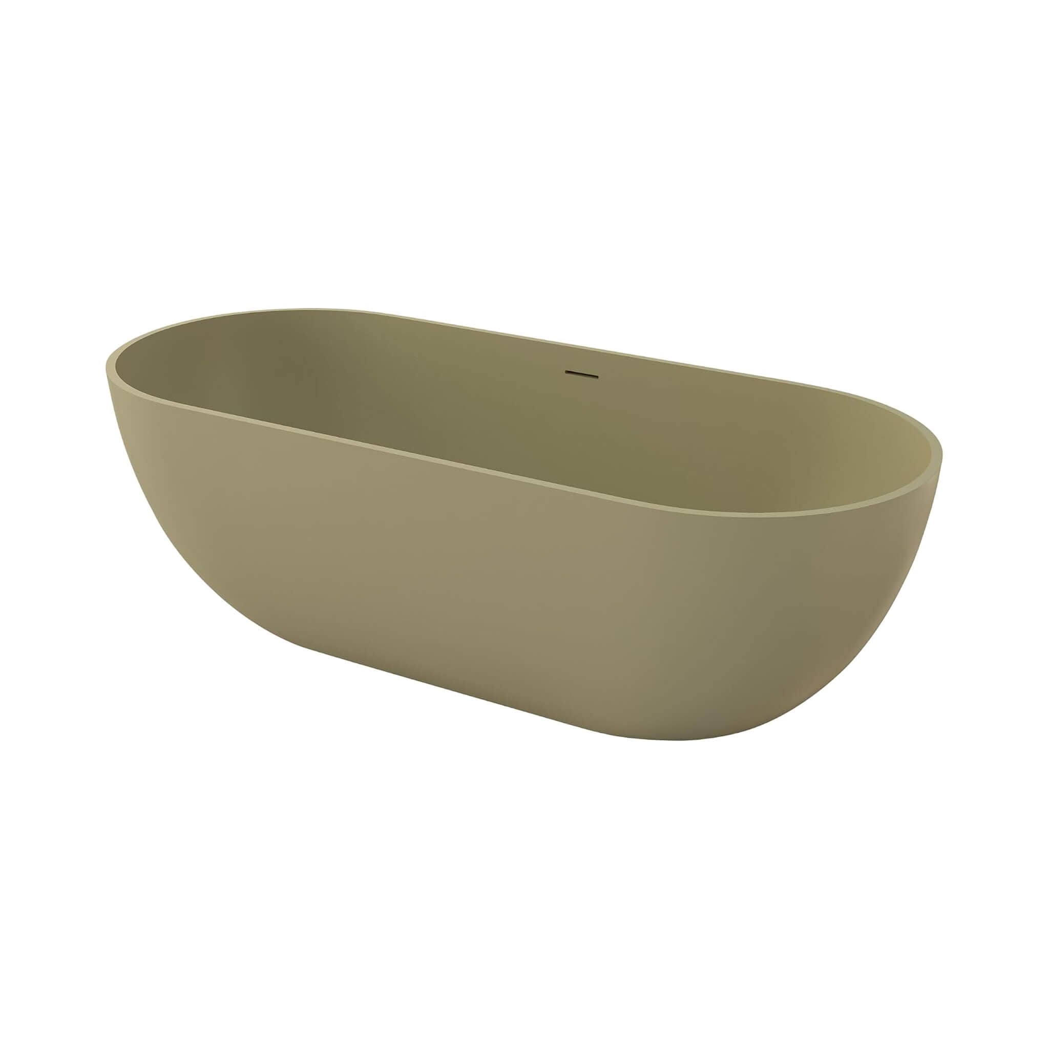 [69X30-Inch] Nuvia Freestanding Oval Stone Resin Soaking Tub With Overflow Drain (SAK35786)
