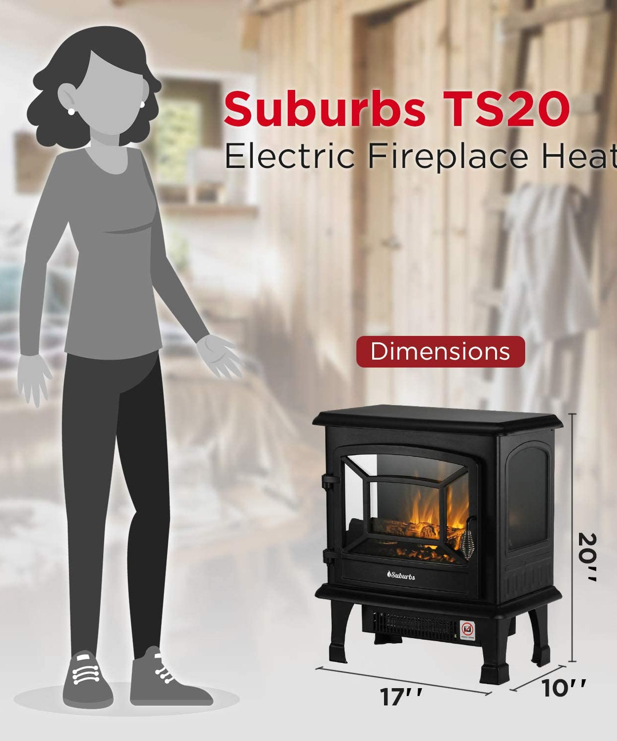 (Open Box) Suburbs TS20 Electric Fireplace Stove