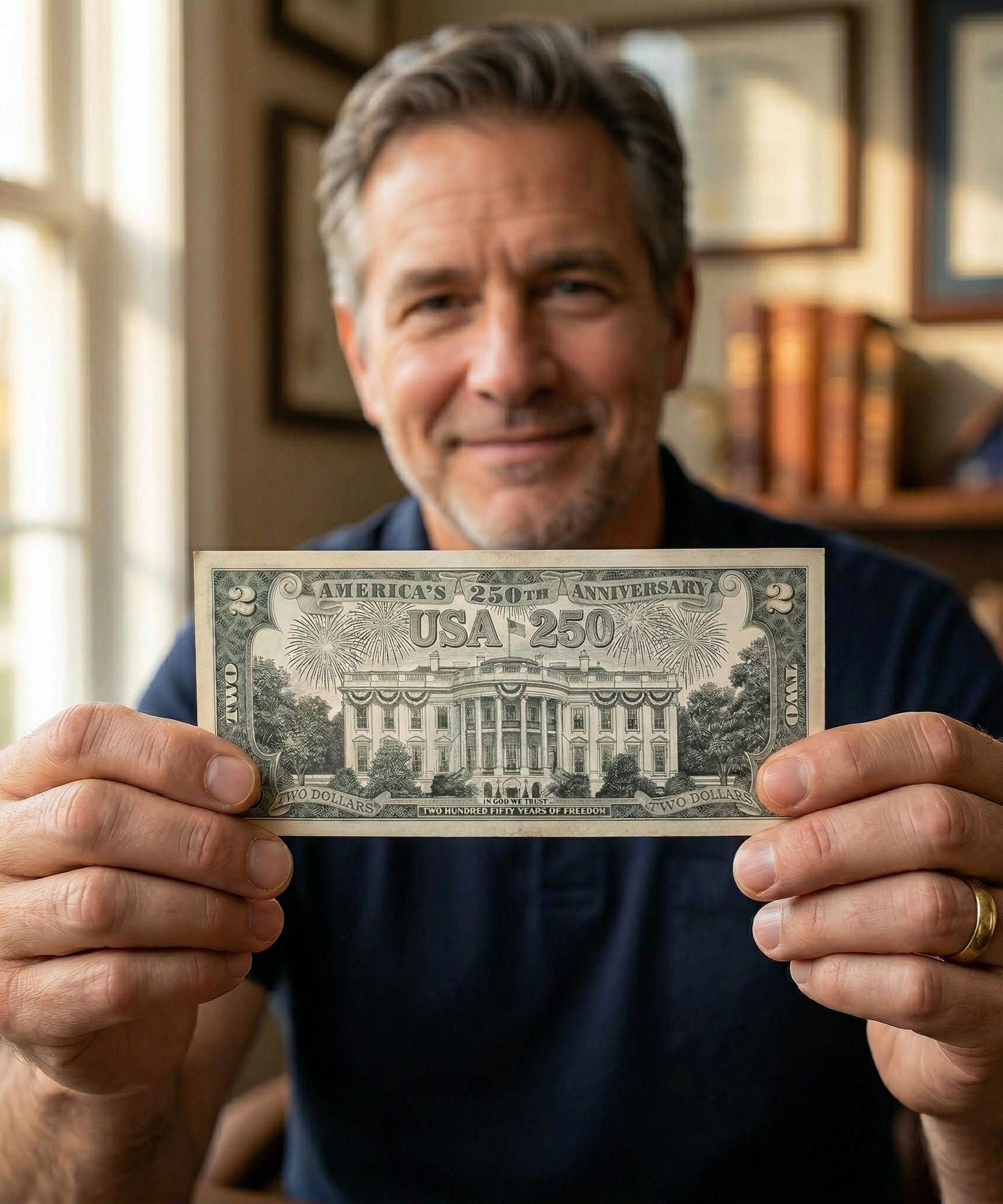 "White House" 2-Dollar-Banknote – USA 250 Jahre Sammleredition
