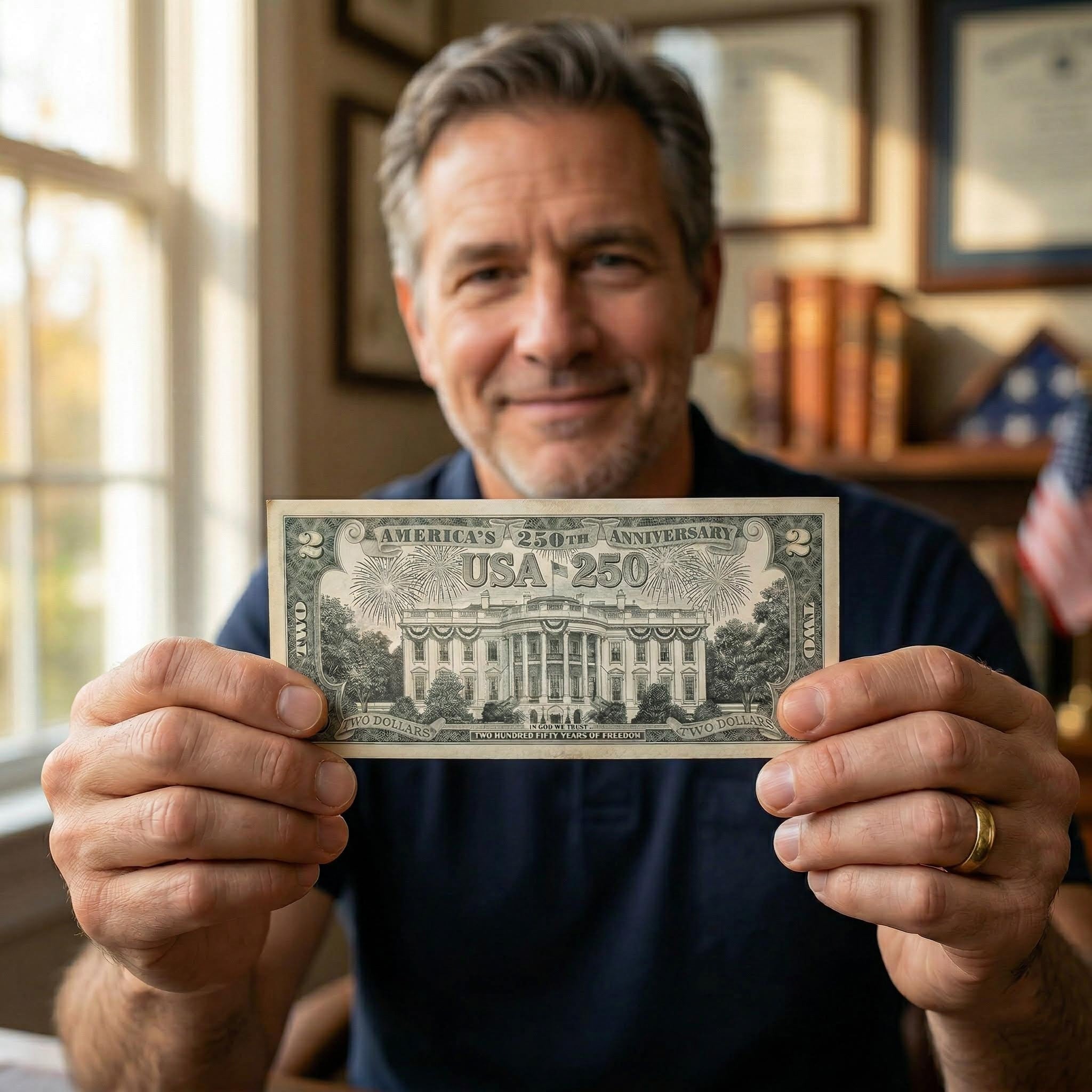 "White House" 2-Dollar-Banknote – USA 250 Jahre Sammleredition