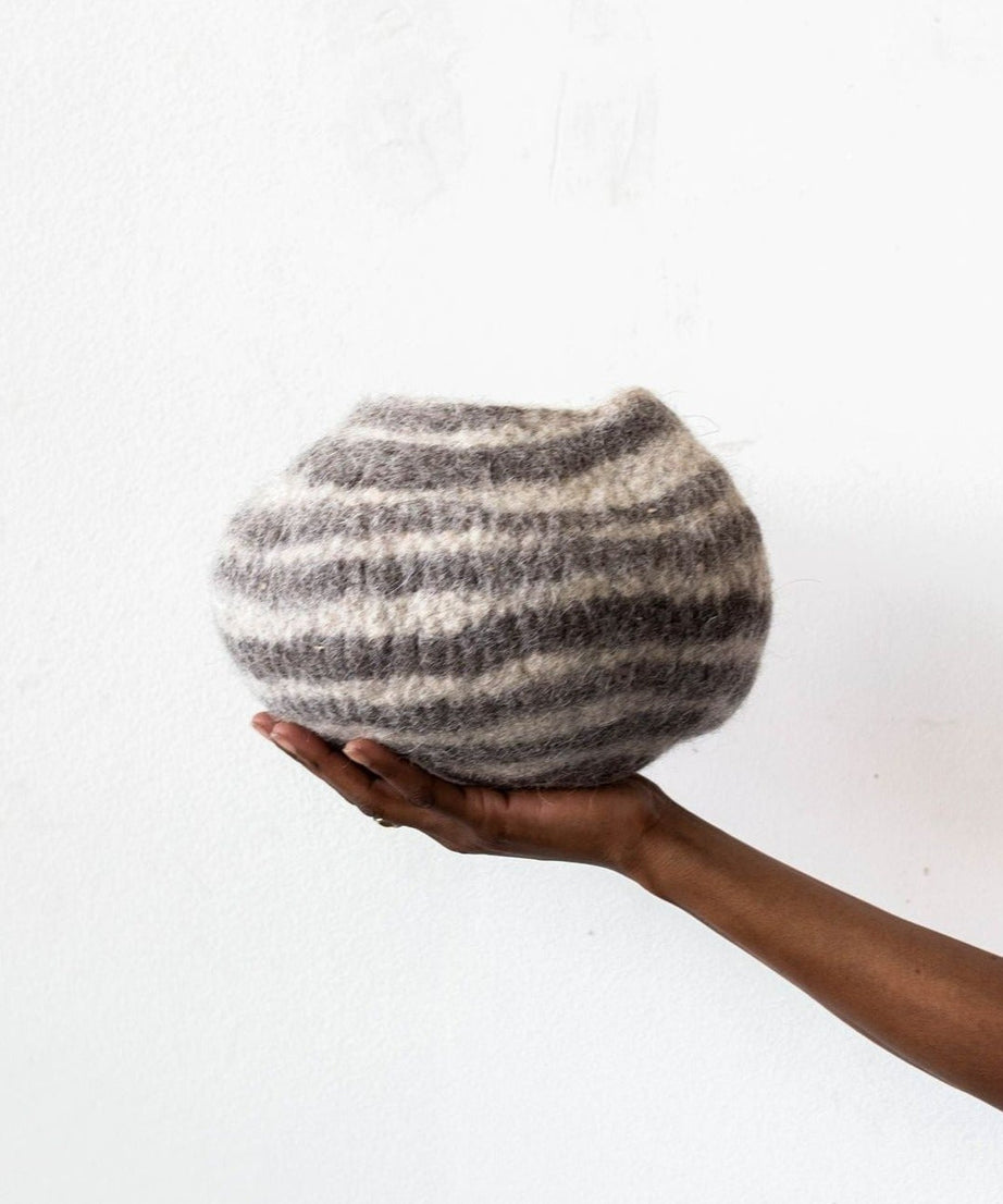 Grey Pathways Decorative Wool Ukhamba Bowl