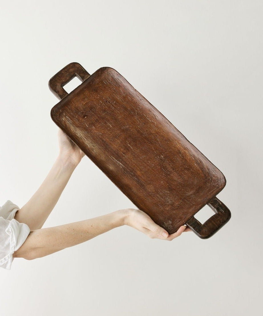 Bamenda Brown Rectangle Wood Serving Tray