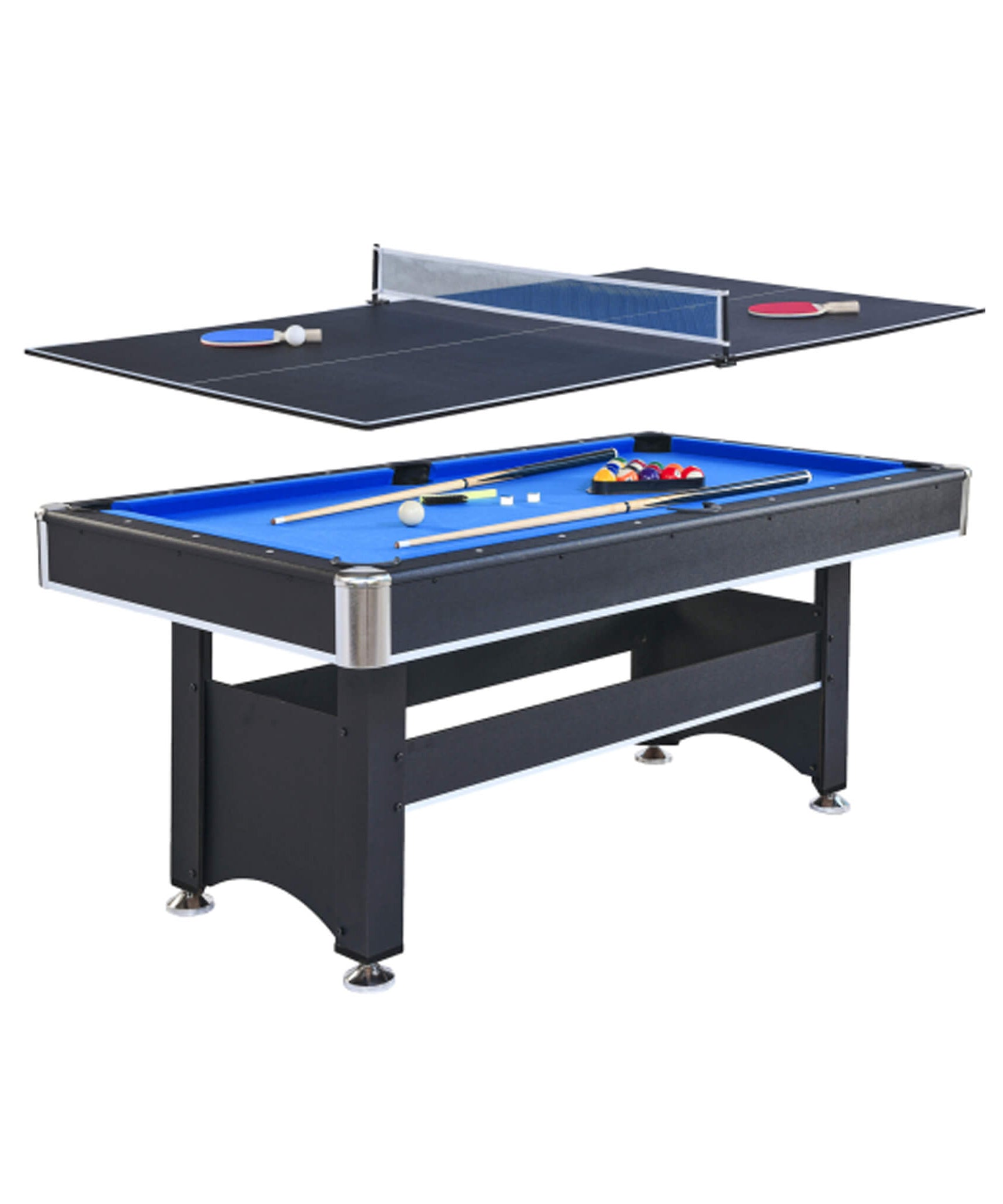 6FT Premium Wooden Multifunctional Pool Table With Table Tennis Top (SAK62741)