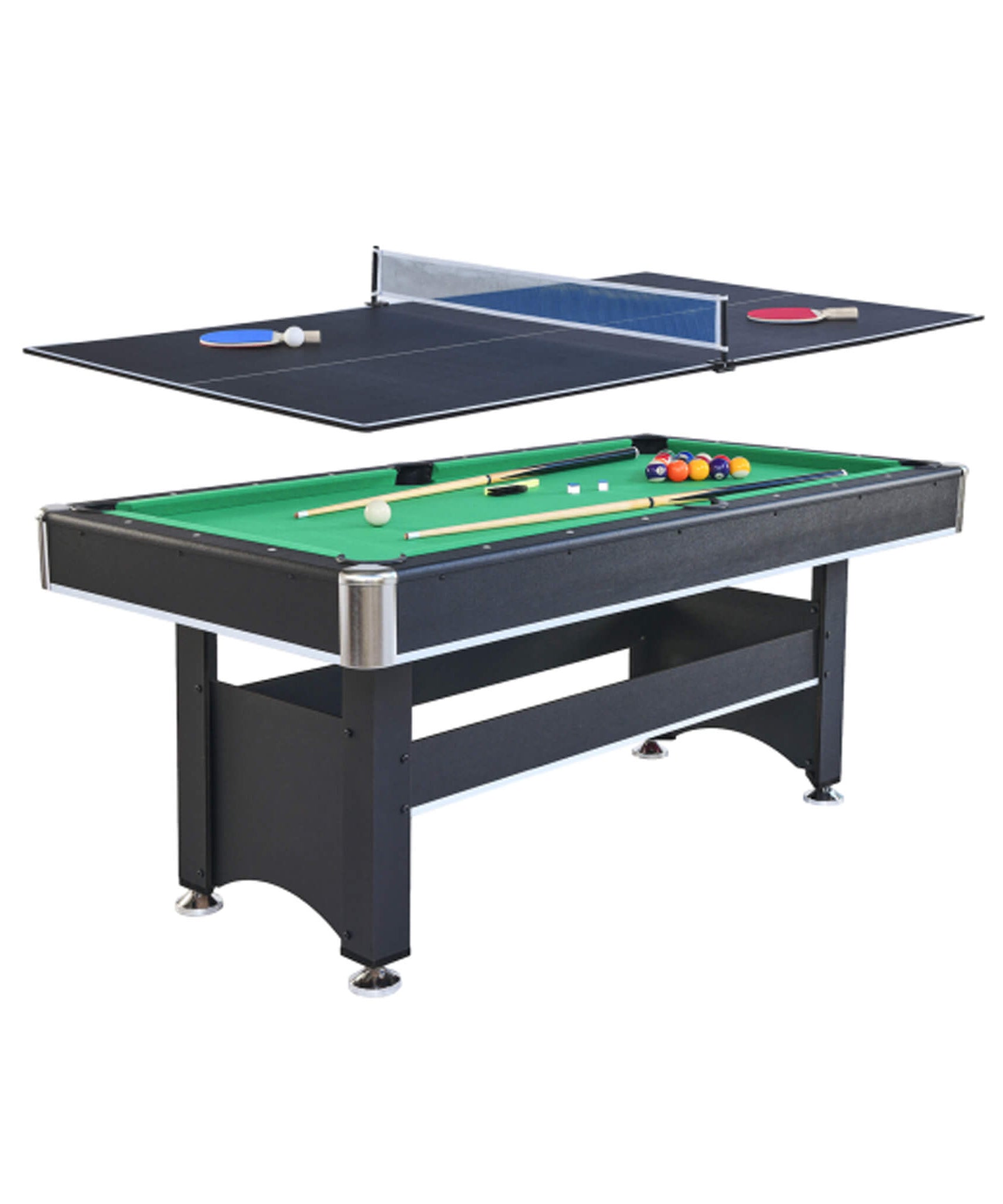 6FT Premium Wooden Multifunctional Pool Table With Table Tennis Top (SAK62741)