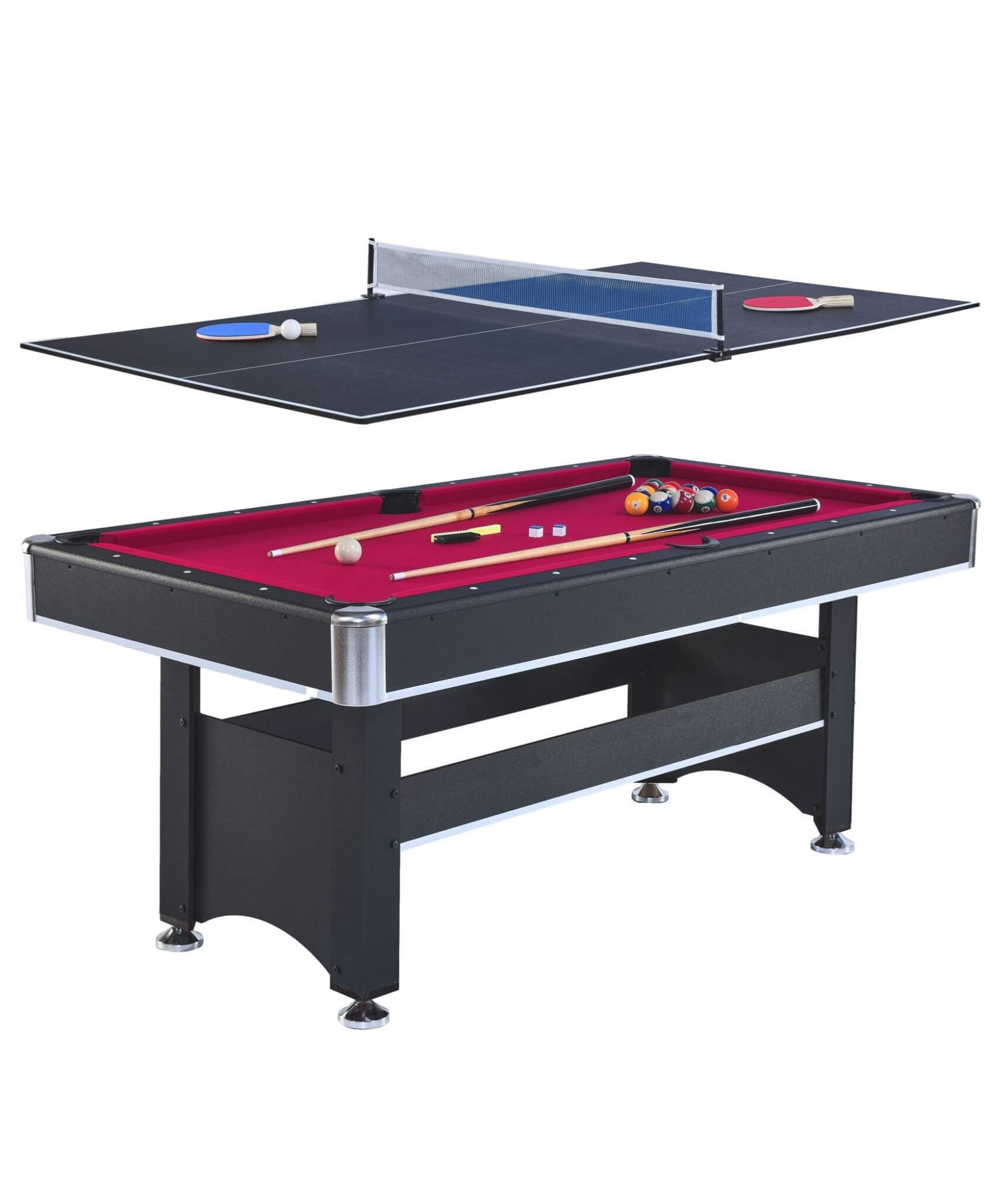 6FT Premium Wooden Multifunctional Pool Table With Table Tennis Top (SAK62741)