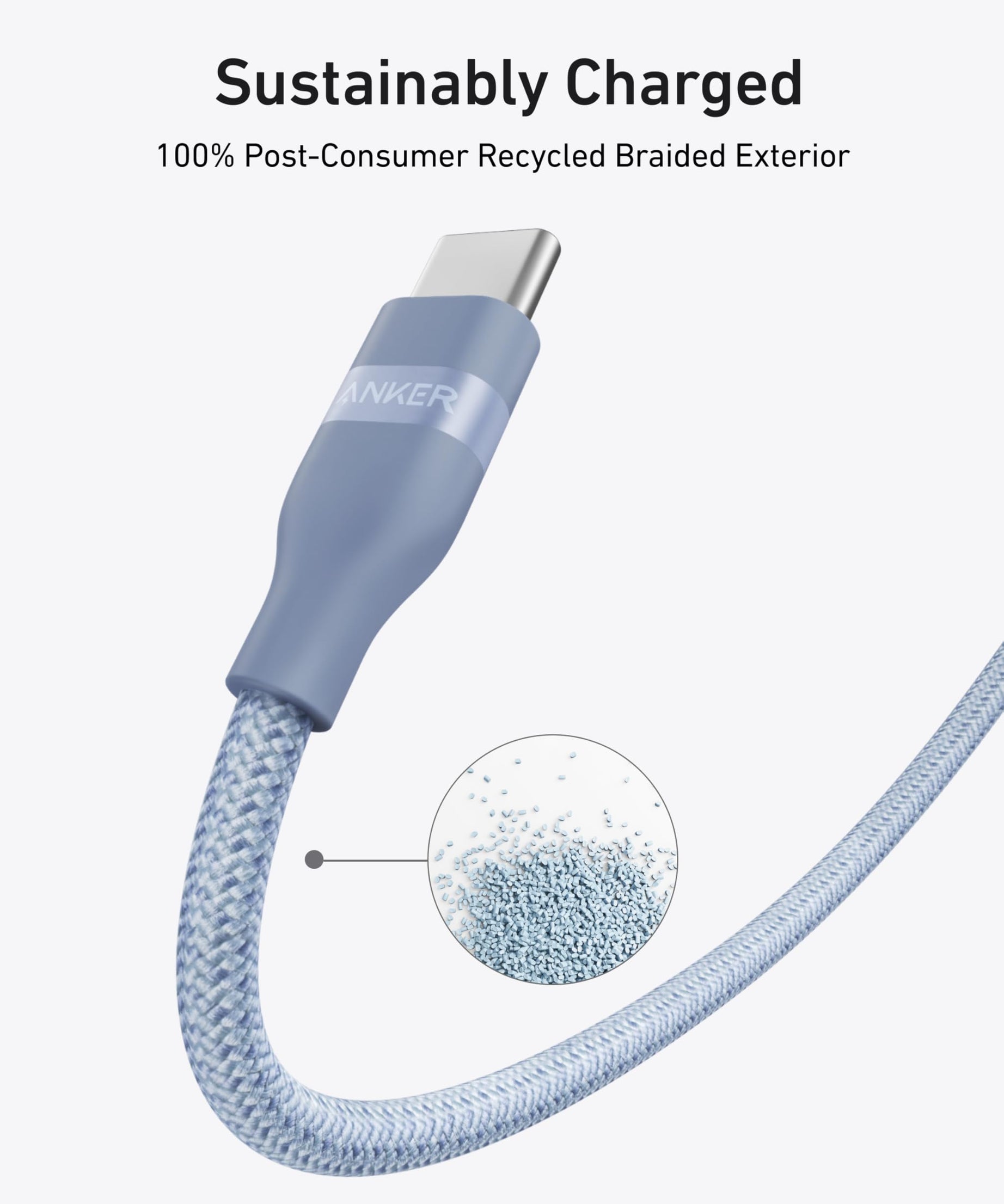 Anker USB-C to USB-C Cable (3 ft / 6 ft, 240W, Upcycled-Braided)