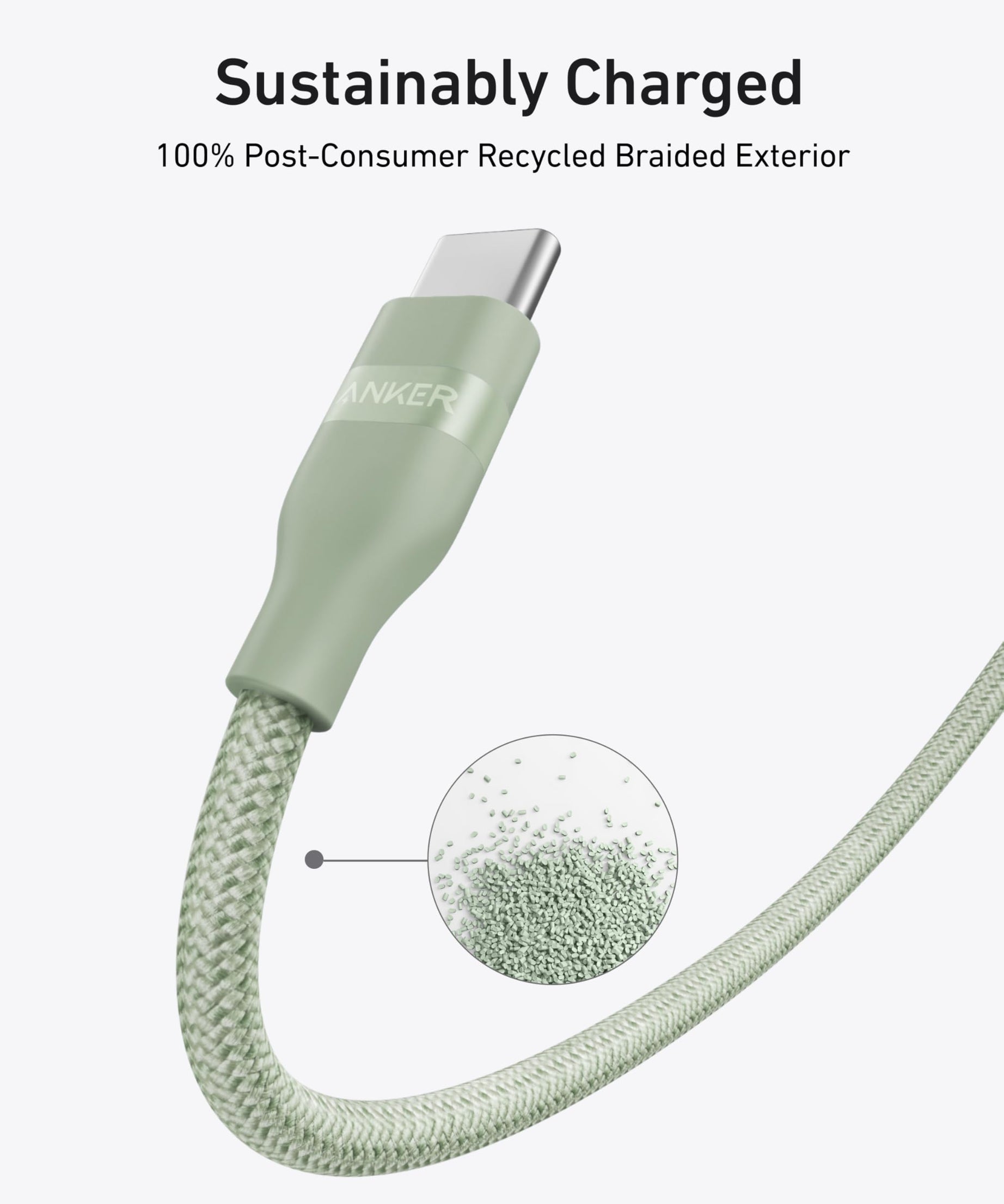 Anker USB-C to USB-C Cable (3 ft / 6 ft, 240W, Upcycled-Braided)