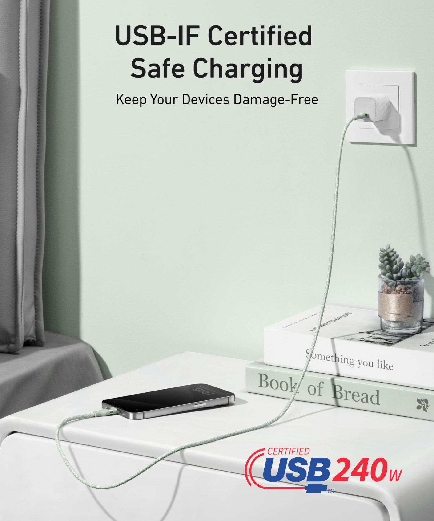 Anker USB-C to USB-C Cable (3 ft / 6 ft, 240W, Upcycled-Braided)