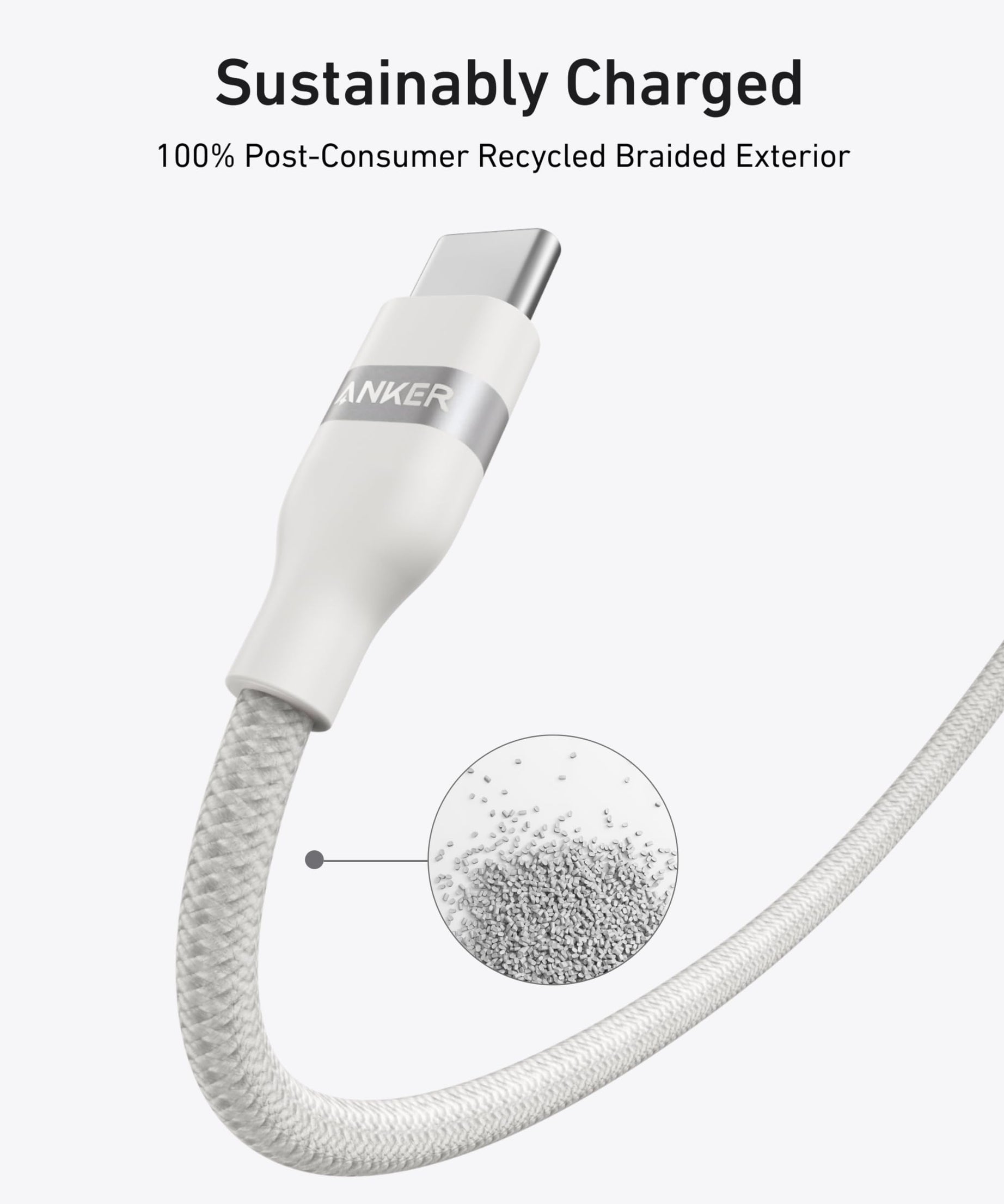 Anker USB-C to USB-C Cable (3 ft / 6 ft, 240W, Upcycled-Braided)