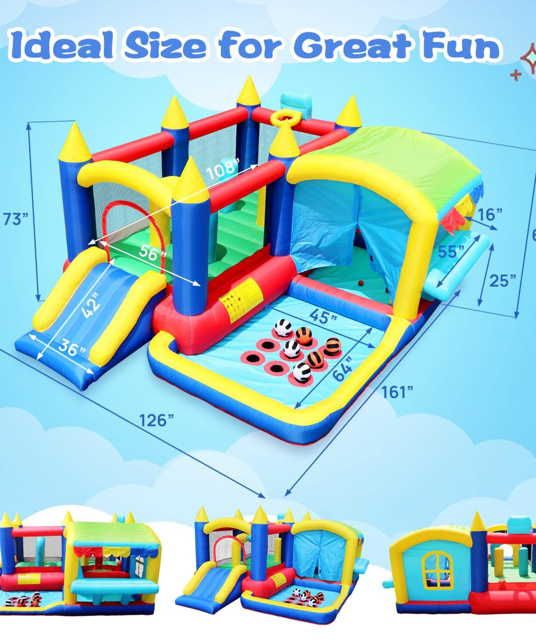 7-In-1 Inflatable Bounce House With Ball Pit, Obstacles And Bouncy Castle (SAK50823)