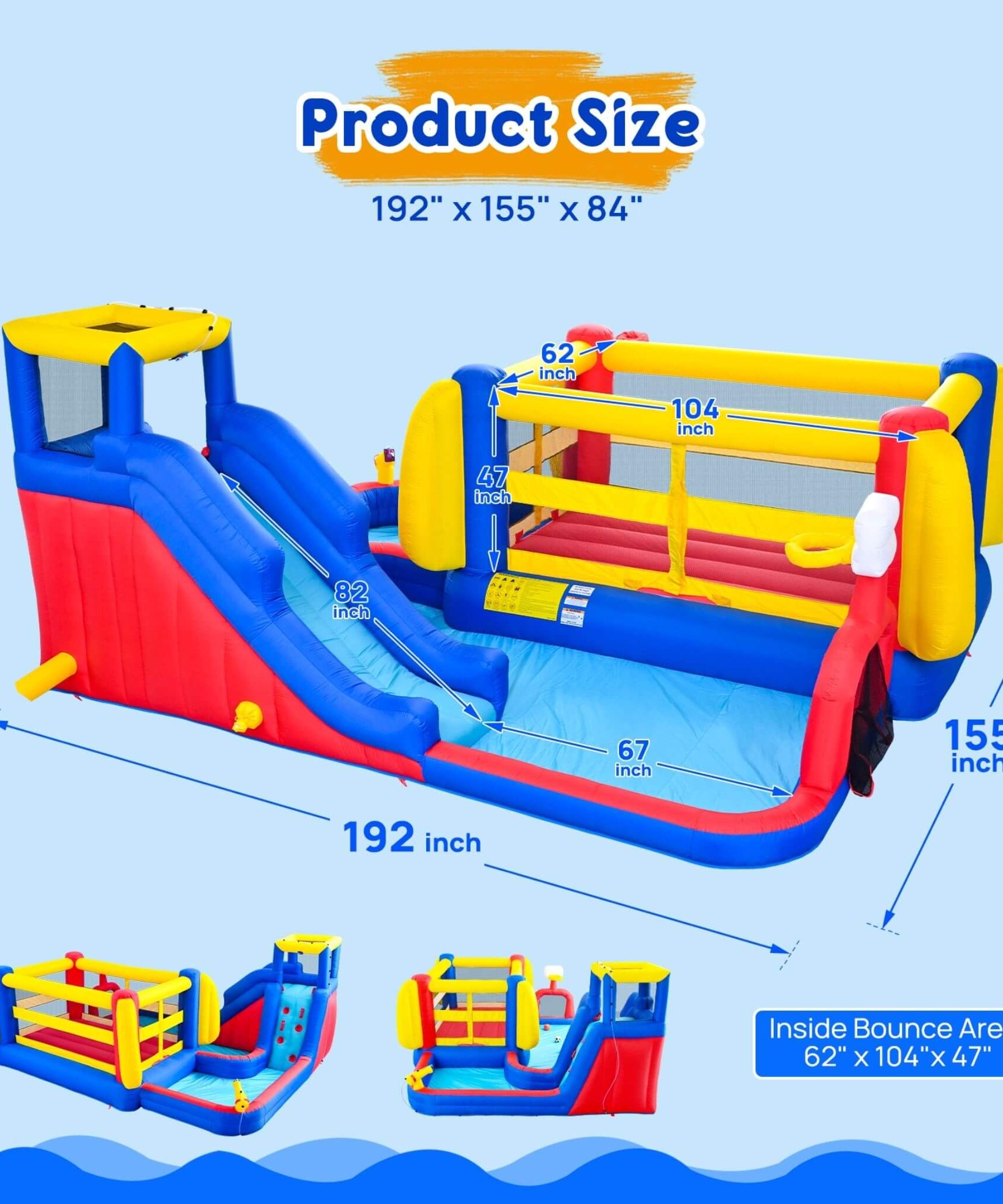 7-in-1 Inflatable Water Park with Slide, Pool, And Bounce House (SAK74216)