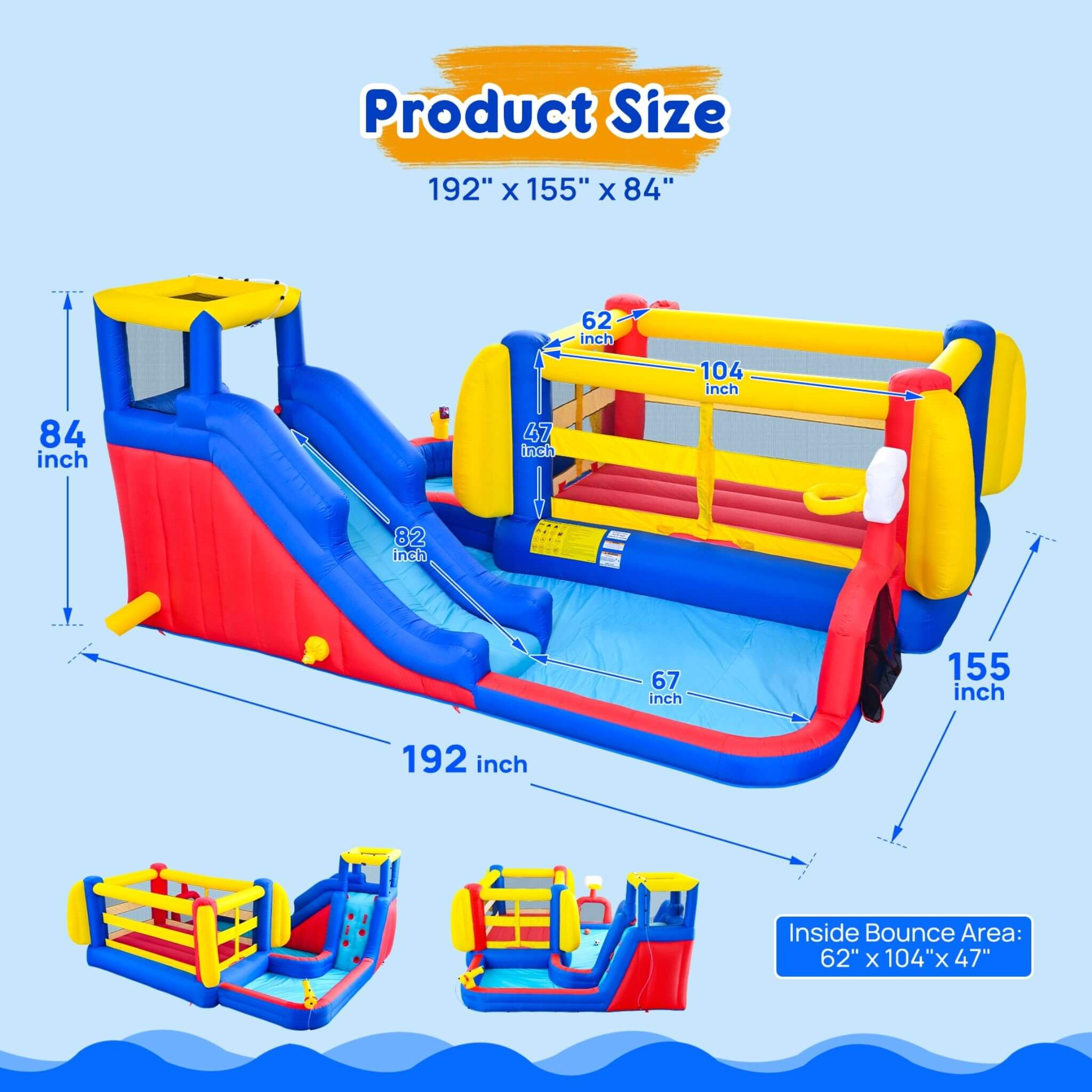 7-in-1 Inflatable Water Park with Slide, Pool, And Bounce House (SAK74216)