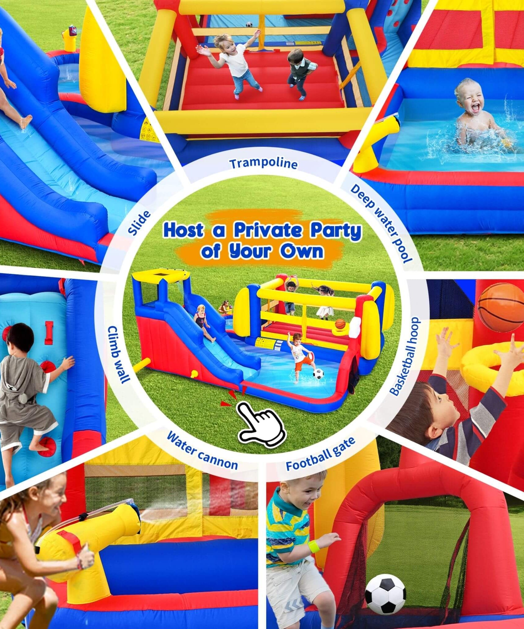 7-in-1 Inflatable Water Park with Slide, Pool, And Bounce House (SAK74216)