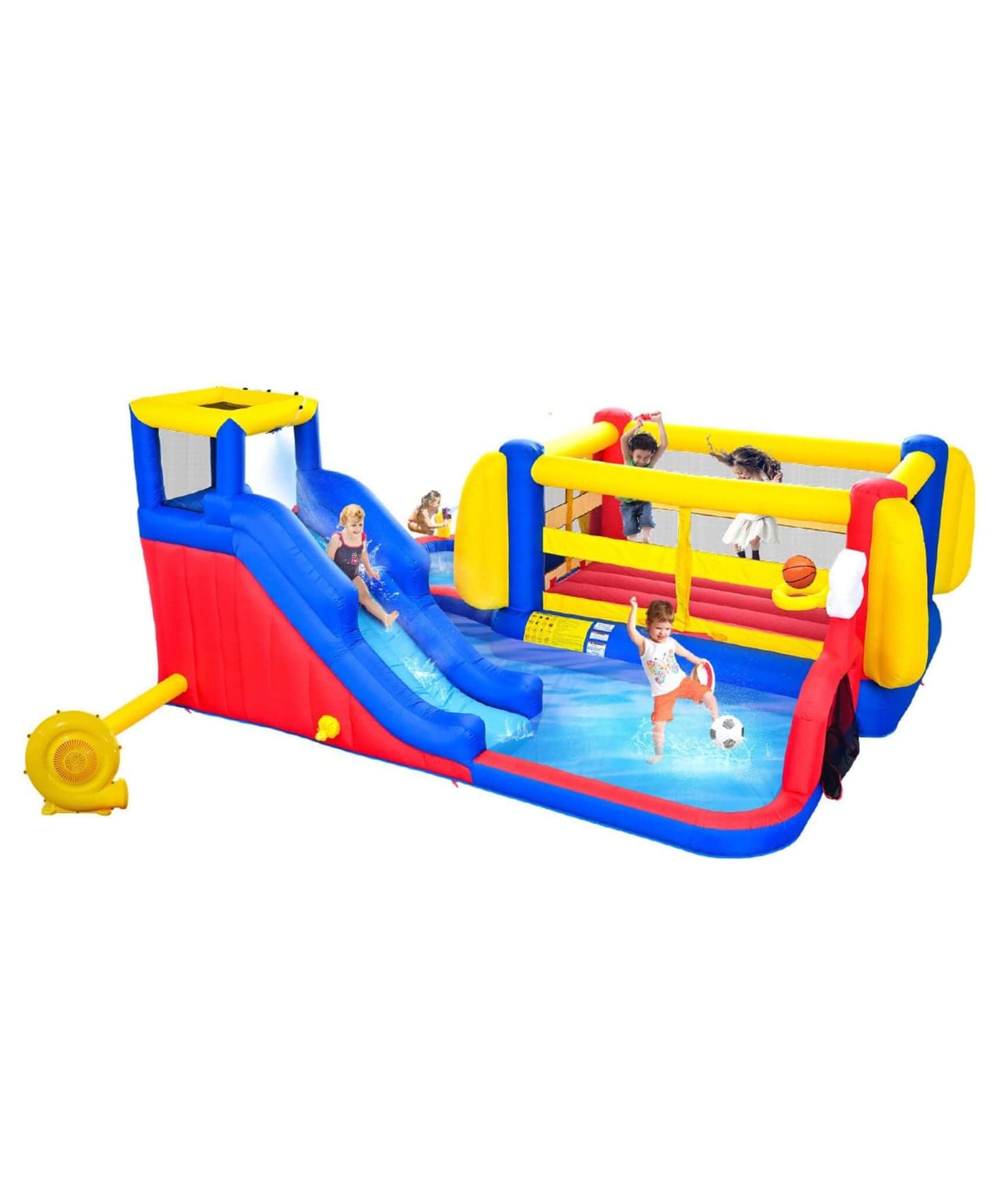 7-in-1 Inflatable Water Park with Slide, Pool, And Bounce House (SAK74216)