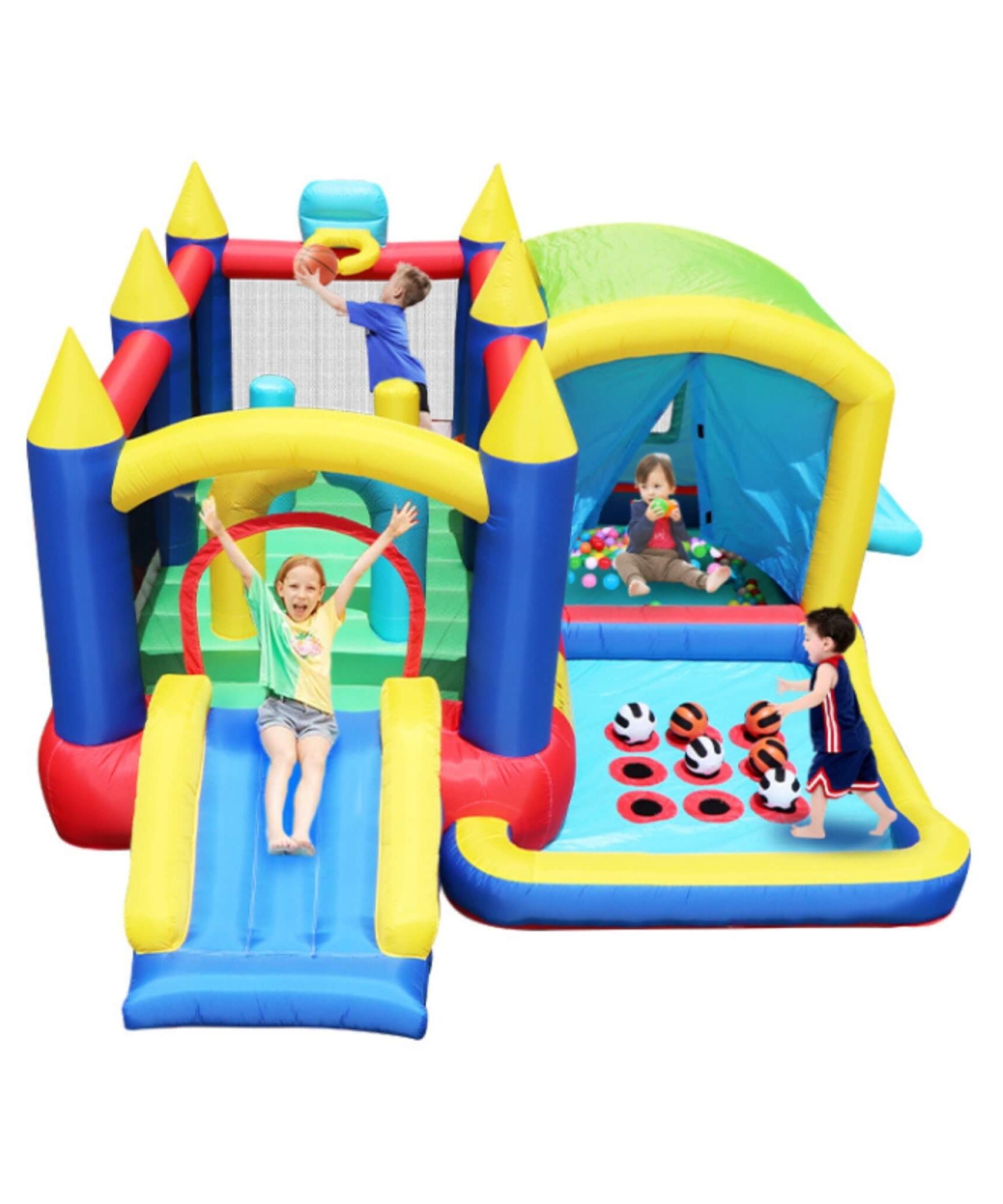7-In-1 Inflatable Bounce House With Ball Pit, Obstacles And Bouncy Castle (SAK50823)
