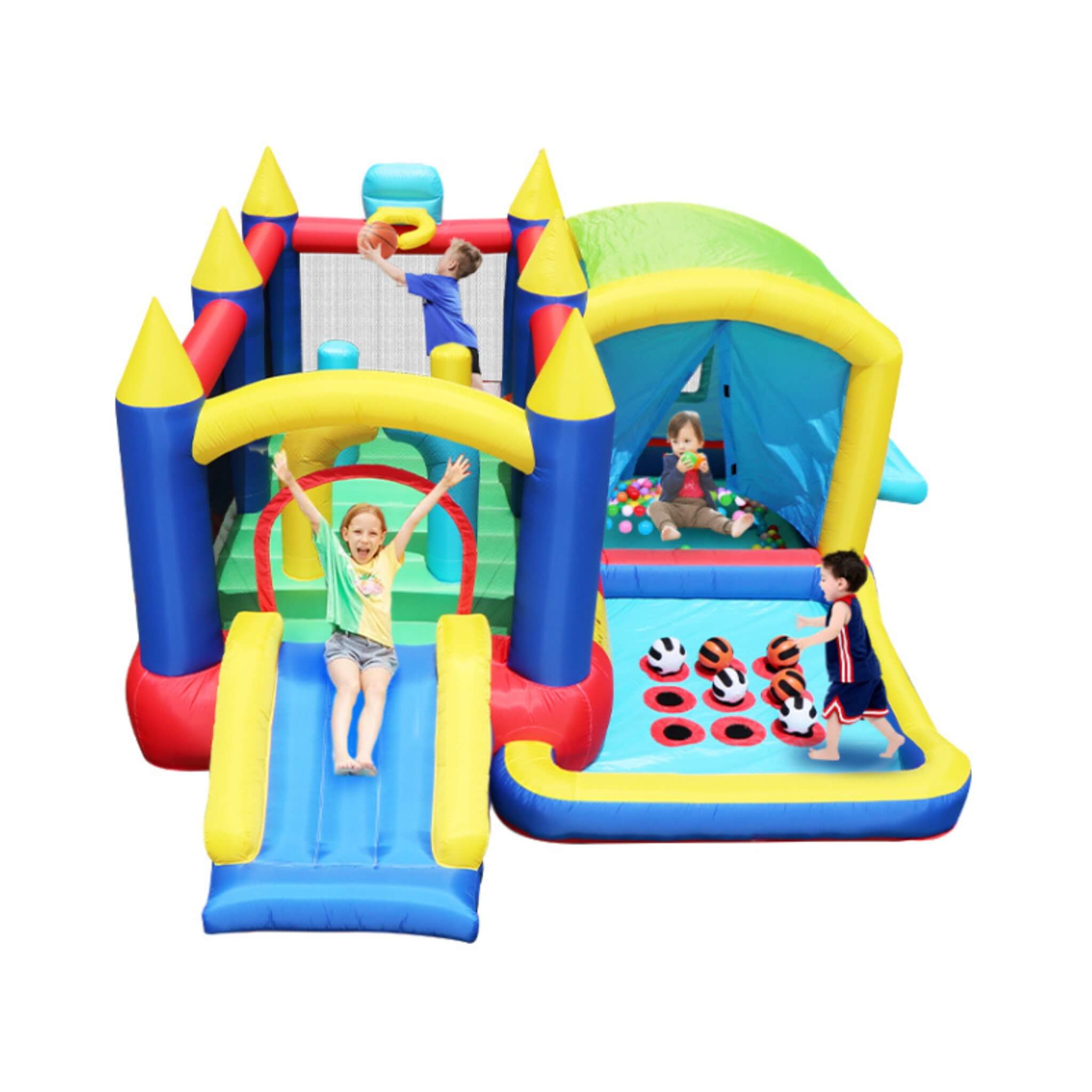 7-In-1 Inflatable Bounce House With Ball Pit, Obstacles And Bouncy Castle (SAK50823)