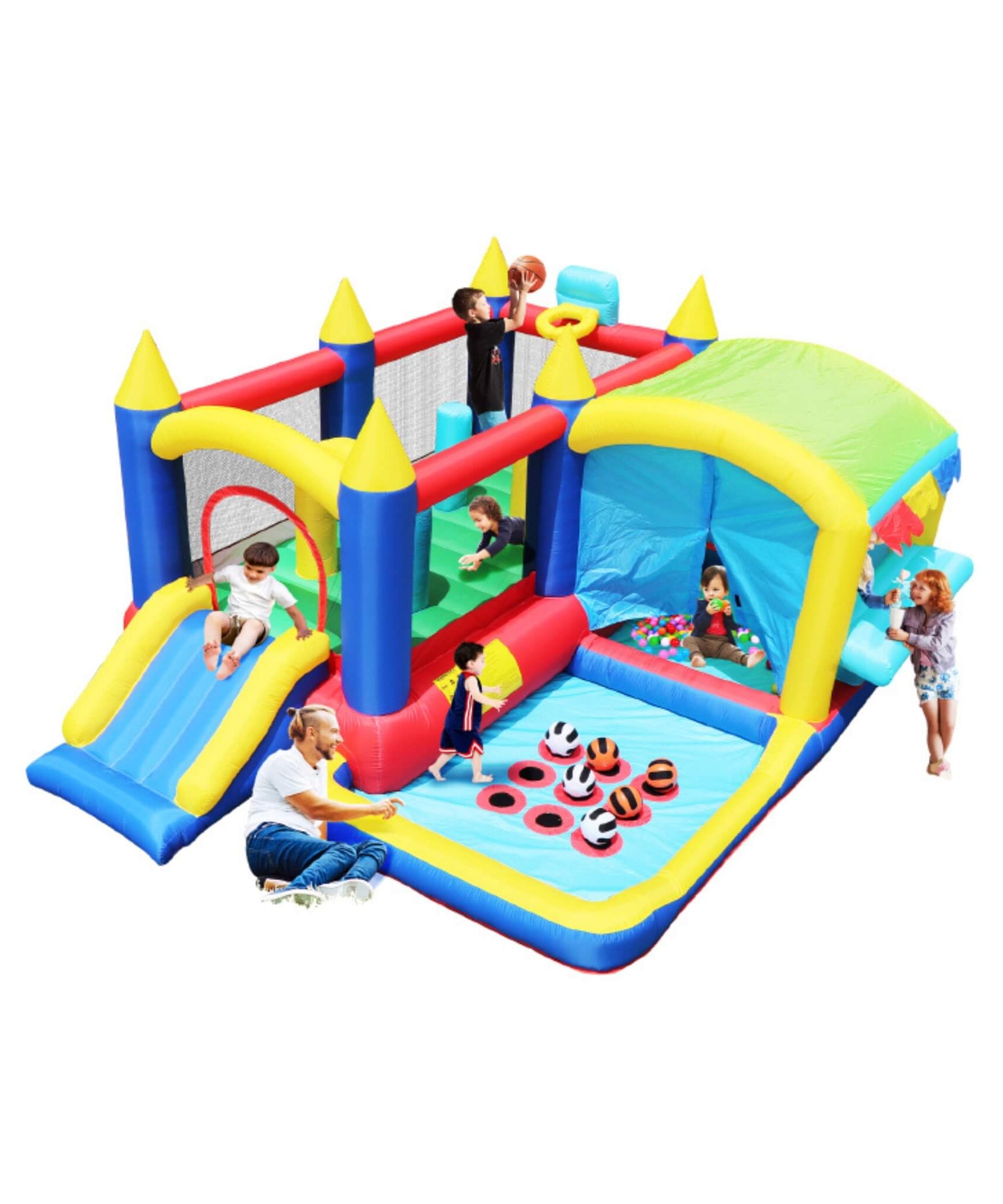 7-In-1 Inflatable Bounce House With Ball Pit, Obstacles And Bouncy Castle (SAK50823)