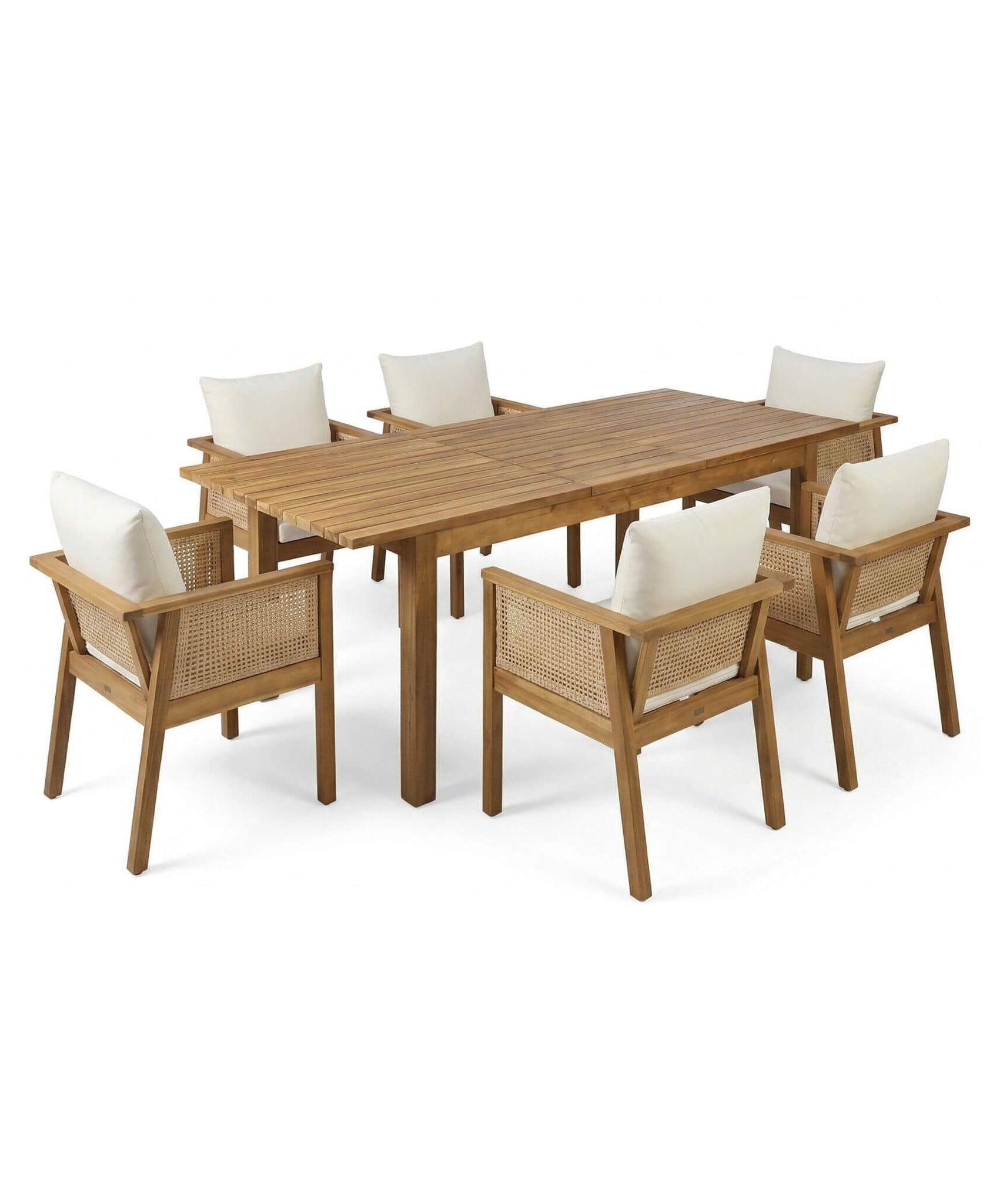 Alora 7-Piece Acacia Wood Outdoor Dining Set With Cushions And Table (SAK14657)