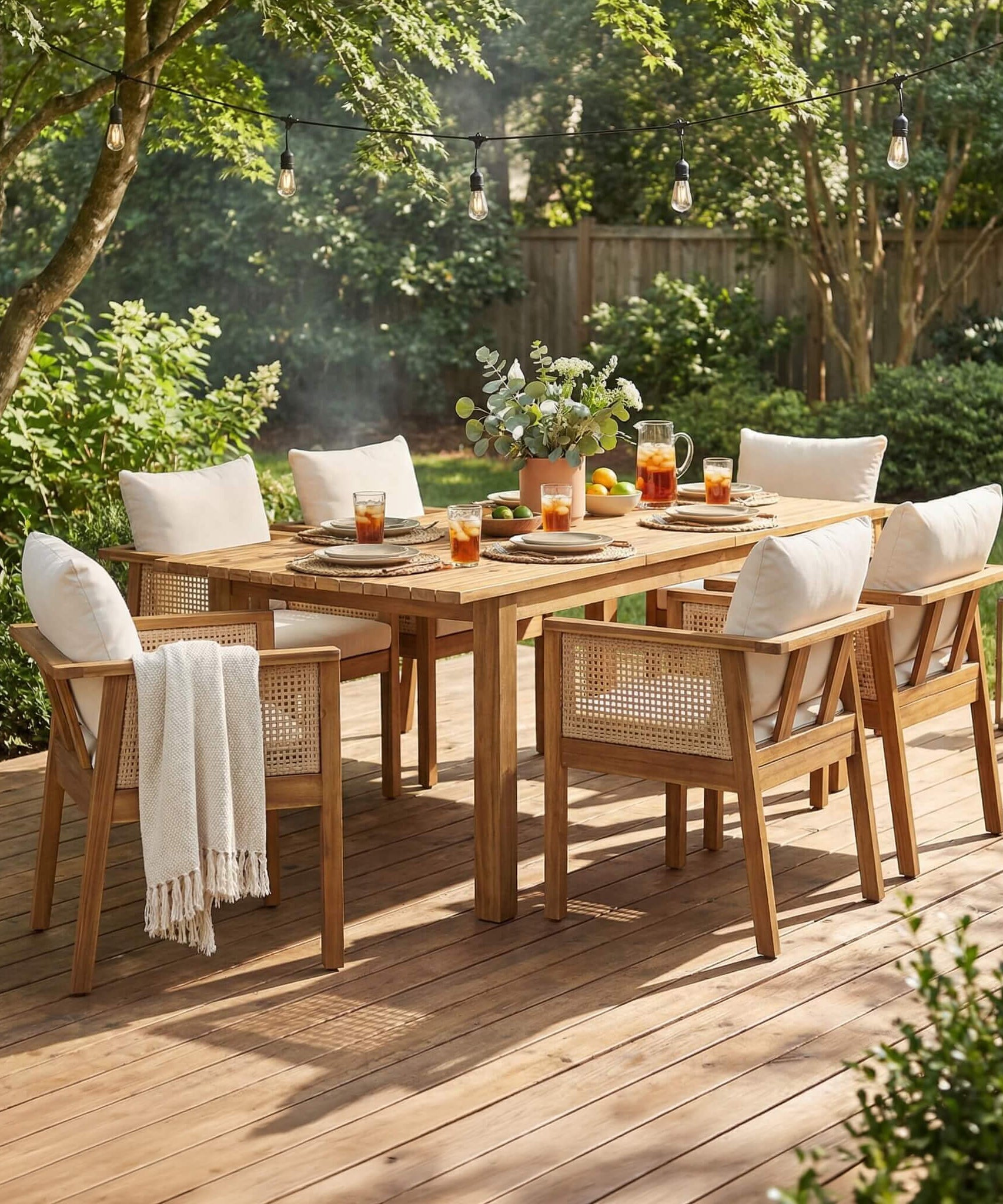 Alora 7-Piece Acacia Wood Outdoor Dining Set With Cushions And Table (SAK14657)