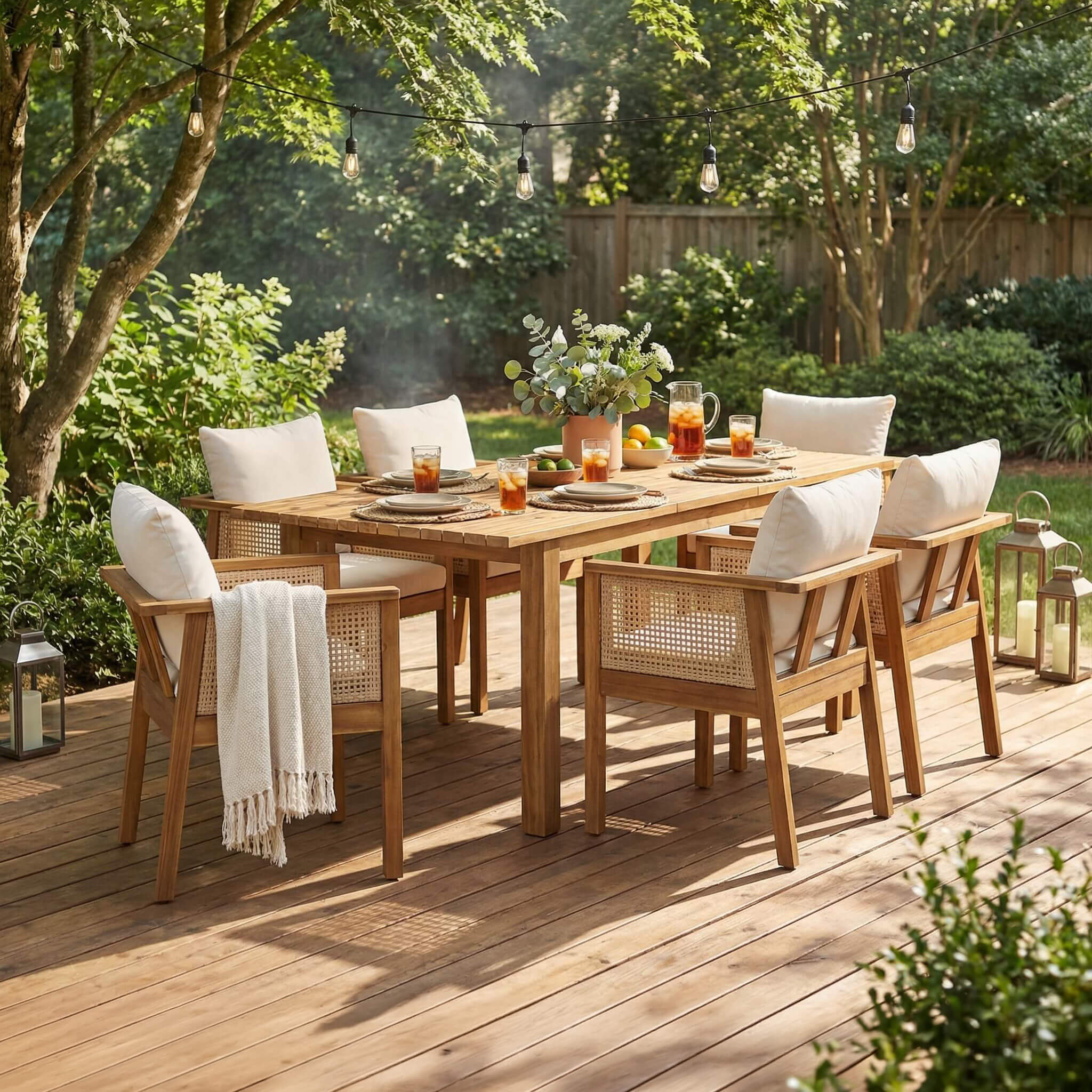 Alora 7-Piece Acacia Wood Outdoor Dining Set With Cushions And Table (SAK14657)
