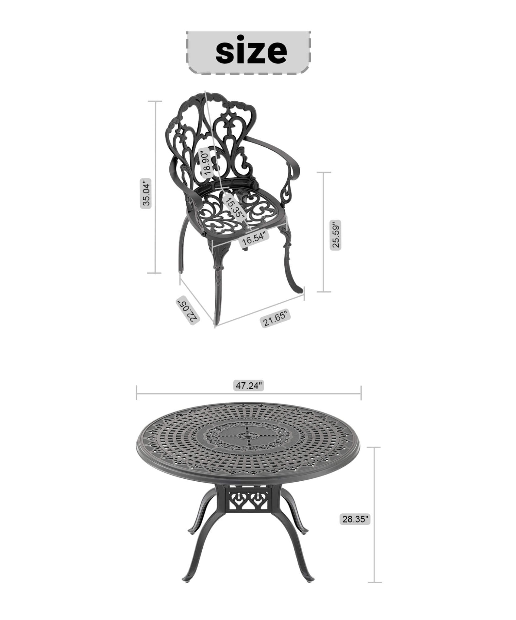 Alora 7-Piece Cast Aluminum Patio Furniture Set With Black Frame And Off-White Cushions (SAK12948)