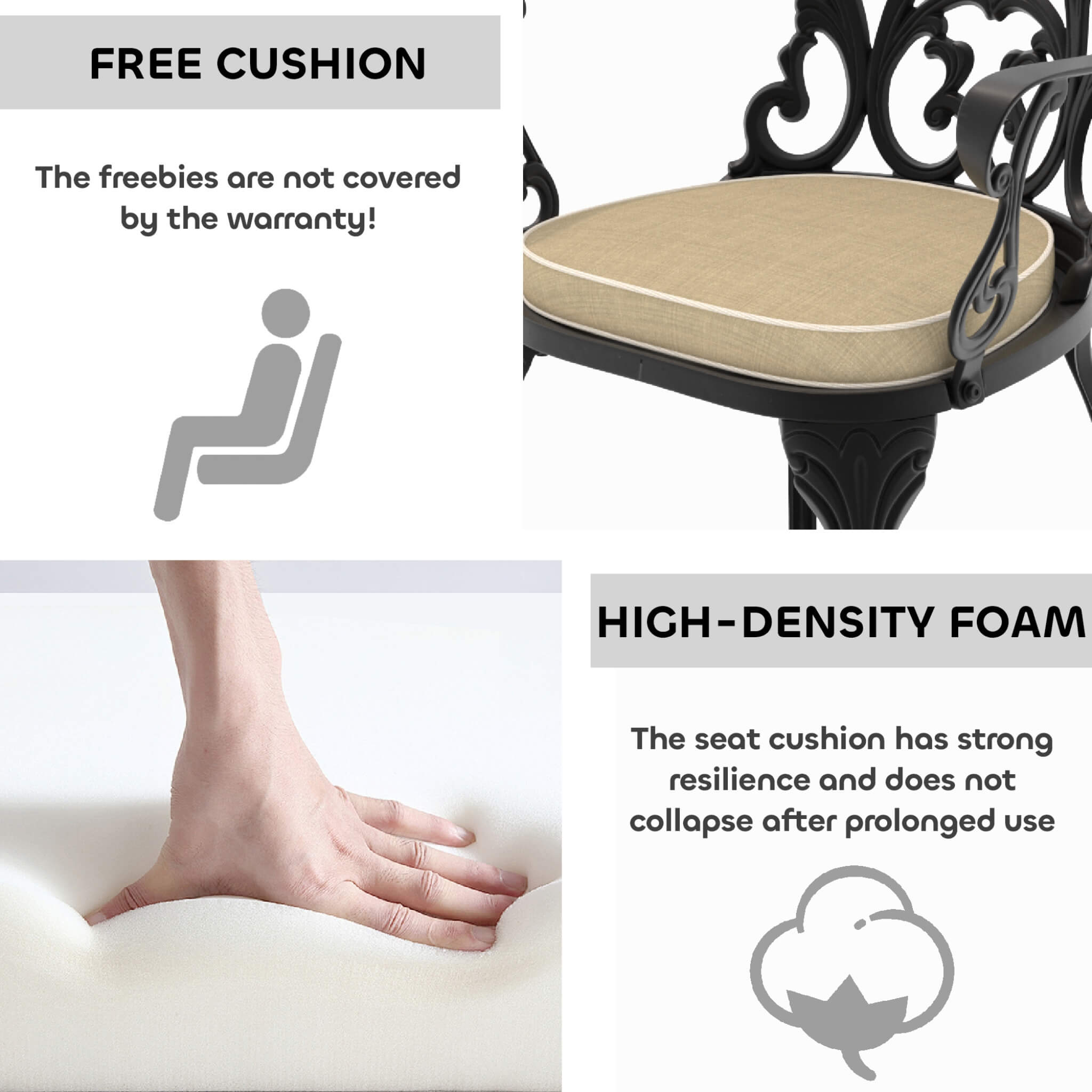 Alora 7-Piece Cast Aluminum Patio Furniture Set With Black Frame And Off-White Cushions (SAK12948)