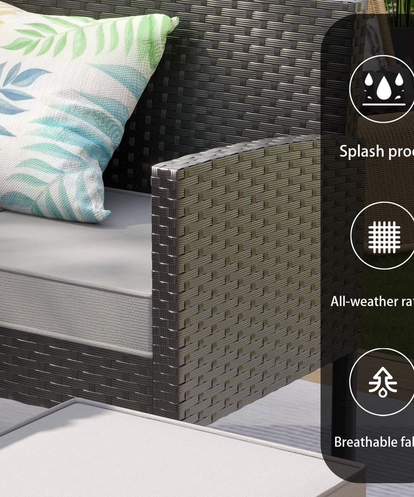 Alora 7-Piece Modern Outdoor Patio Furniture Set With Waterproof Cushions & Glass Table (SAK55673)