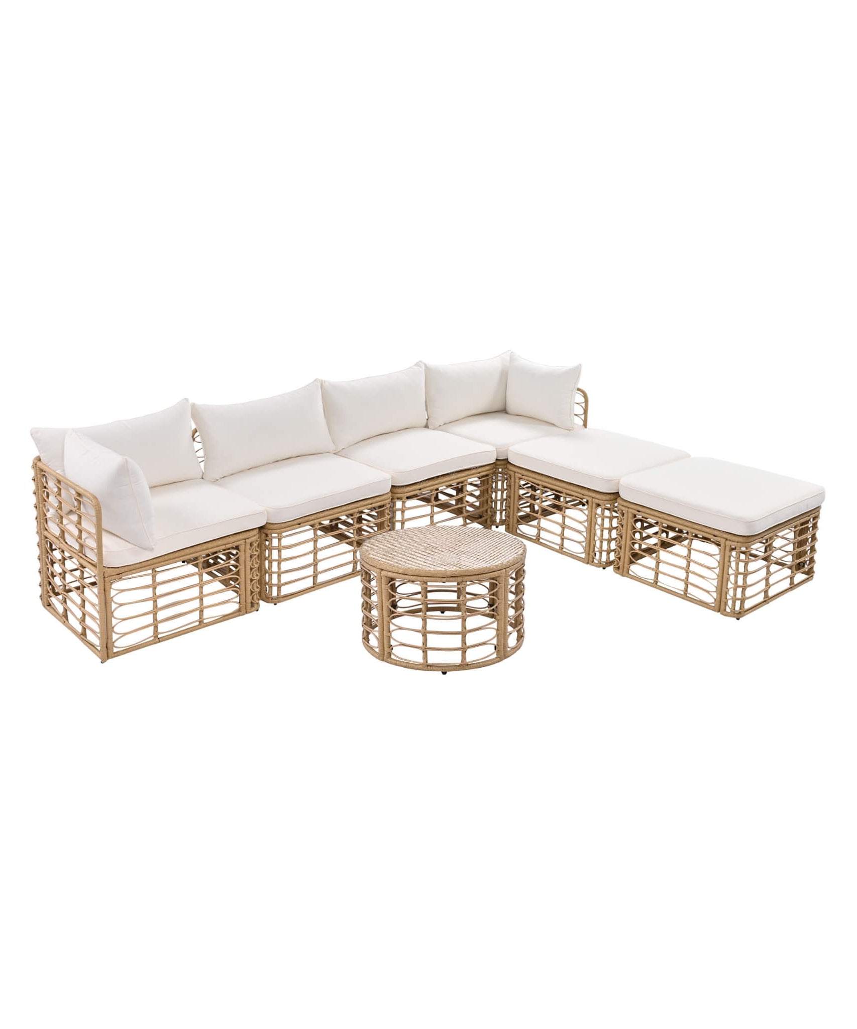 Alora 7-Piece Outdoor All-Weather Rattan Patio Sofa Set With Cushions (SAK47230)
