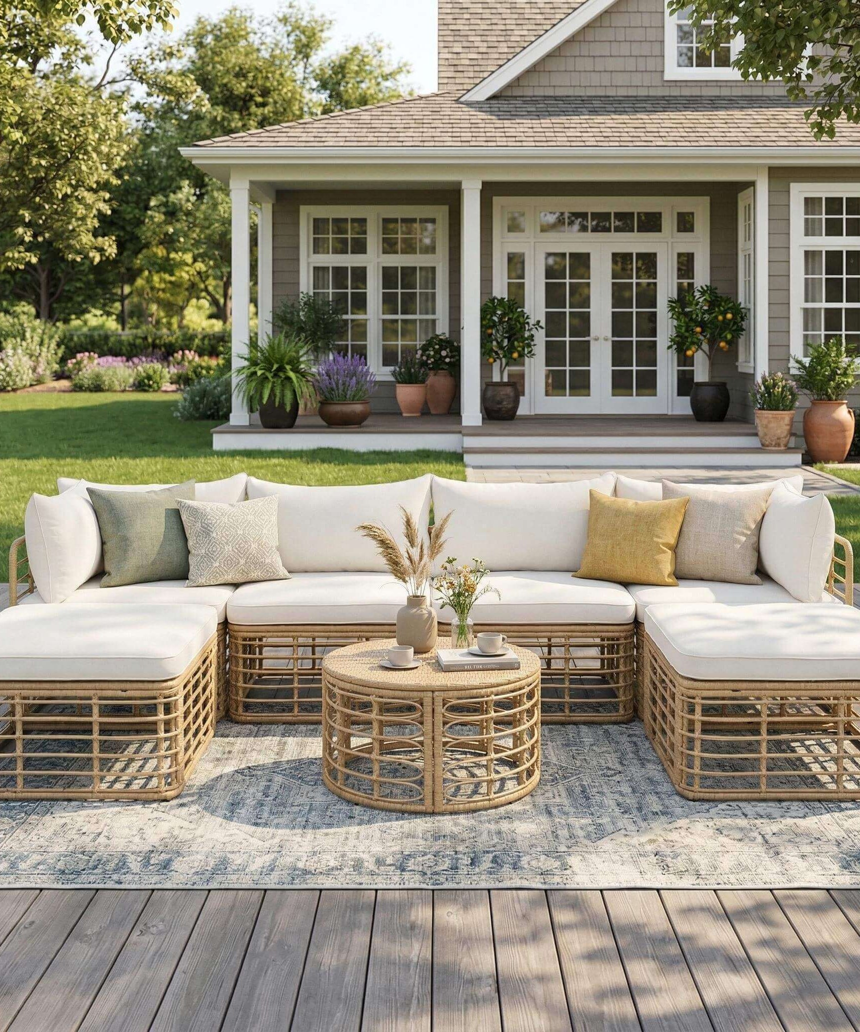 Alora 7-Piece Outdoor All-Weather Rattan Patio Sofa Set With Cushions (SAK47230)