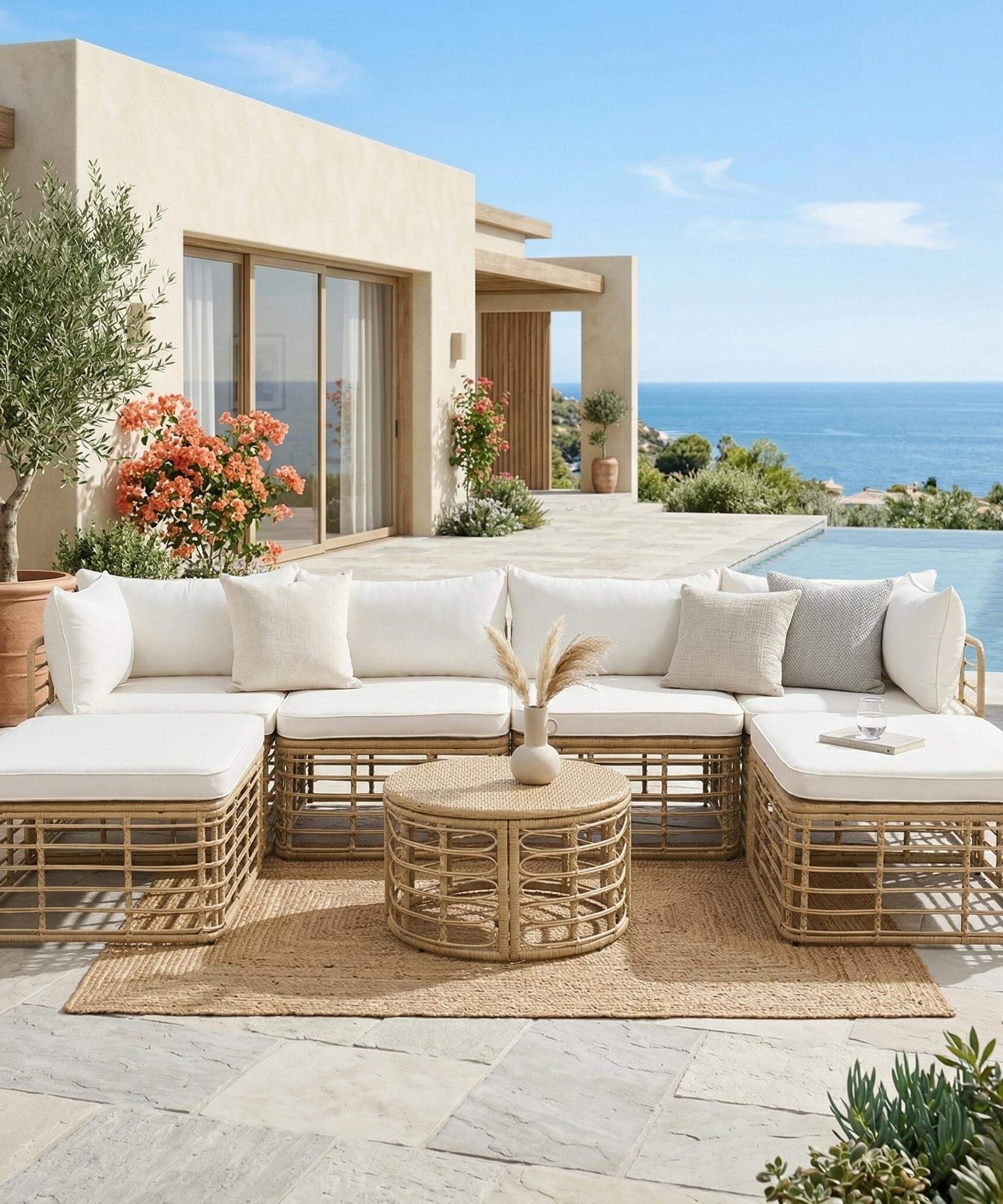 Alora 7-Piece Outdoor All-Weather Rattan Patio Sofa Set With Cushions (SAK47230)