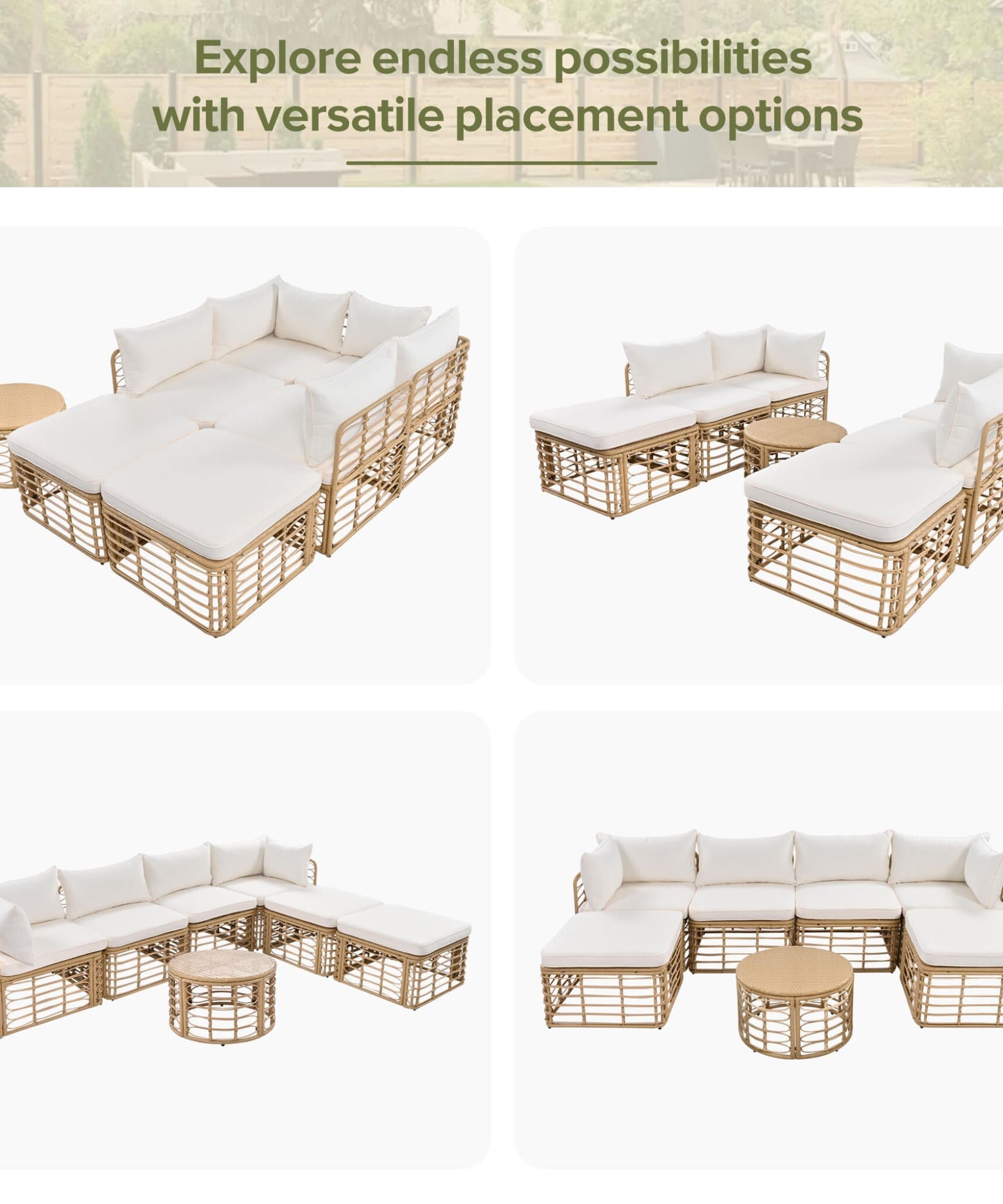 Alora 7-Piece Outdoor All-Weather Rattan Patio Sofa Set With Cushions (SAK47230)