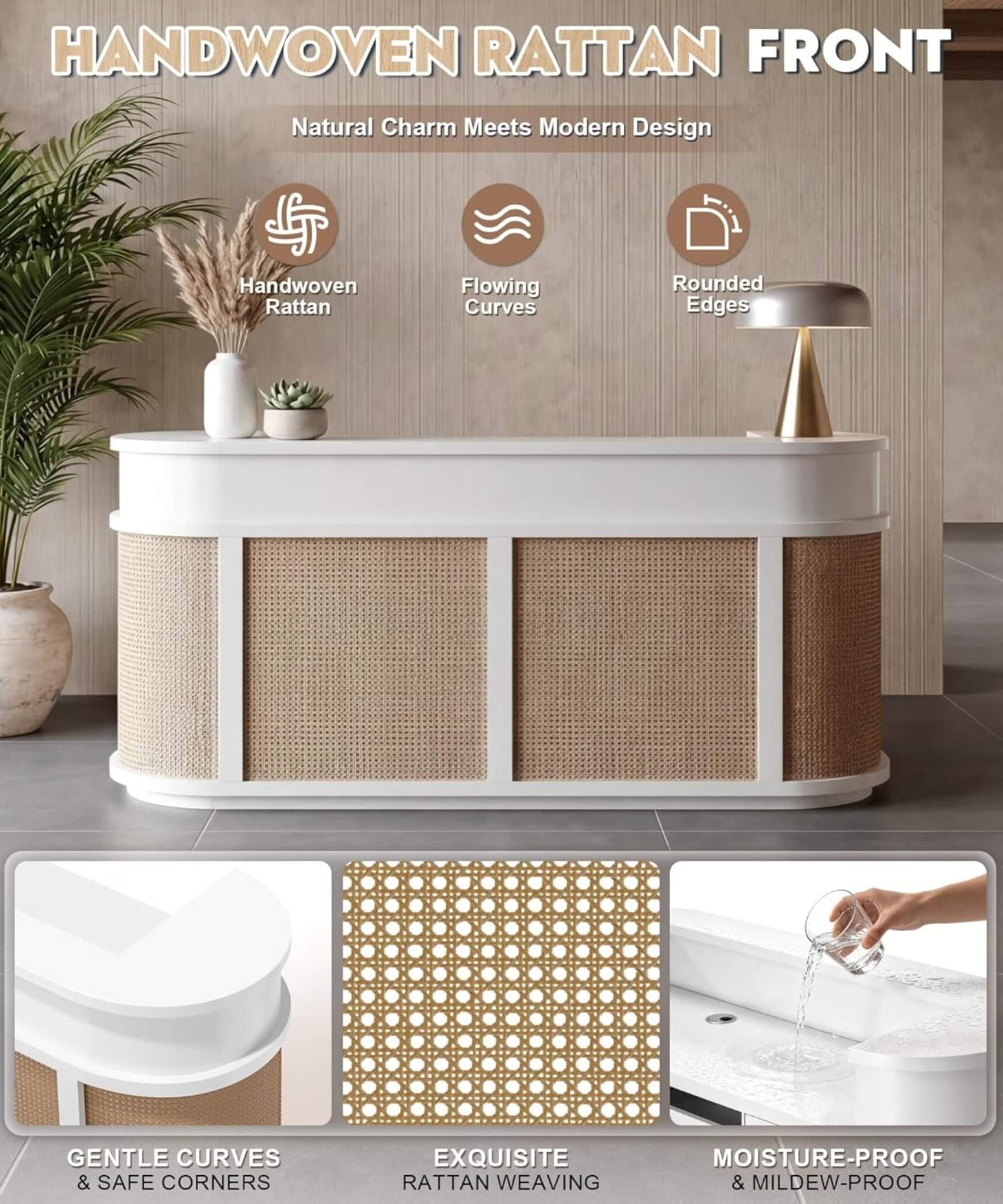 Velmor 70-Inch Modern Wooden Reception Desk With Lockable Drawers (SAK26148)