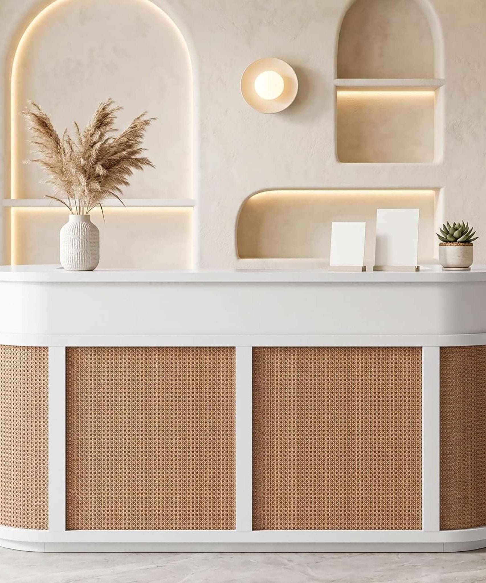 Velmor 70-Inch Modern Wooden Reception Desk With Lockable Drawers (SAK26148)