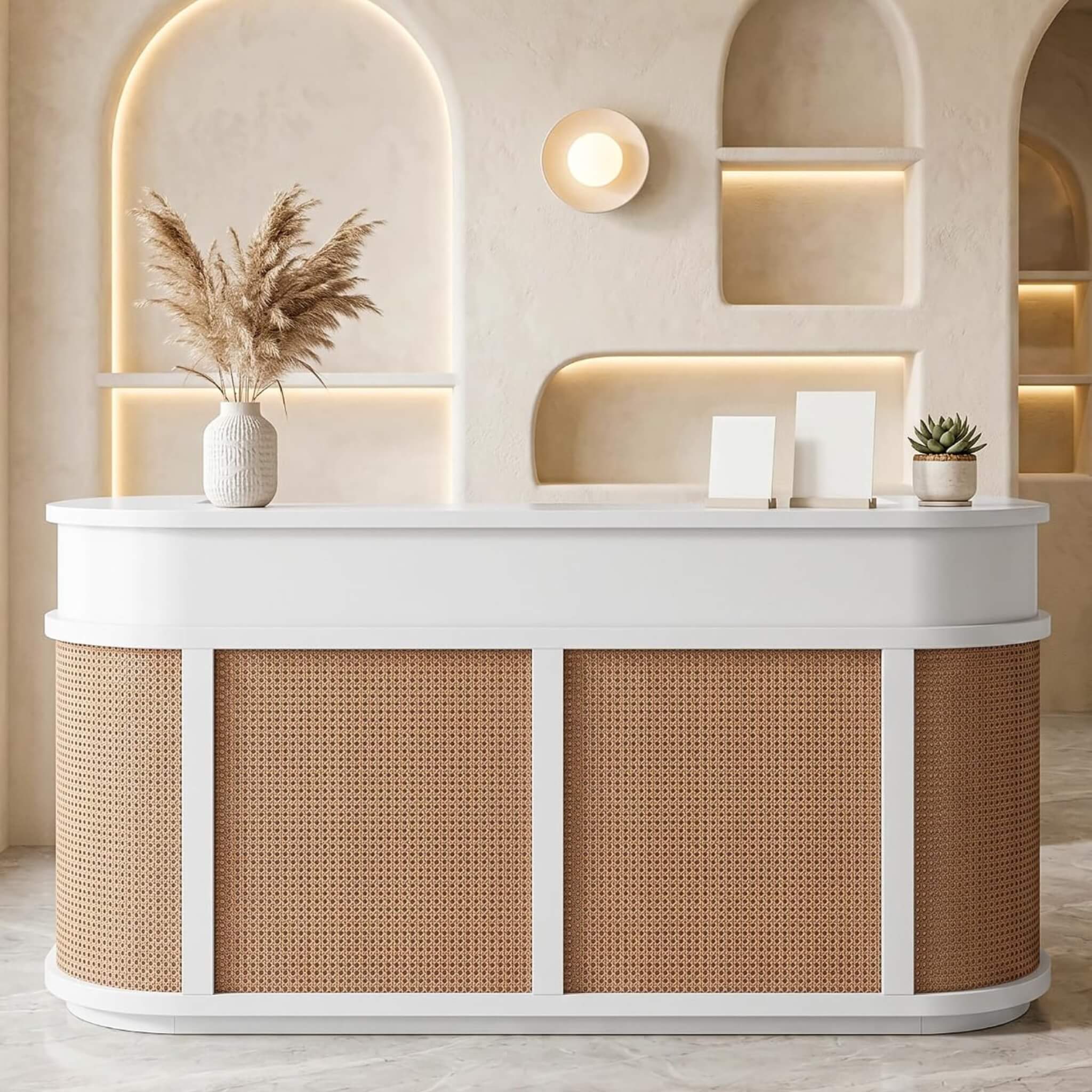 Velmor 70-Inch Modern Wooden Reception Desk With Lockable Drawers (SAK26148)