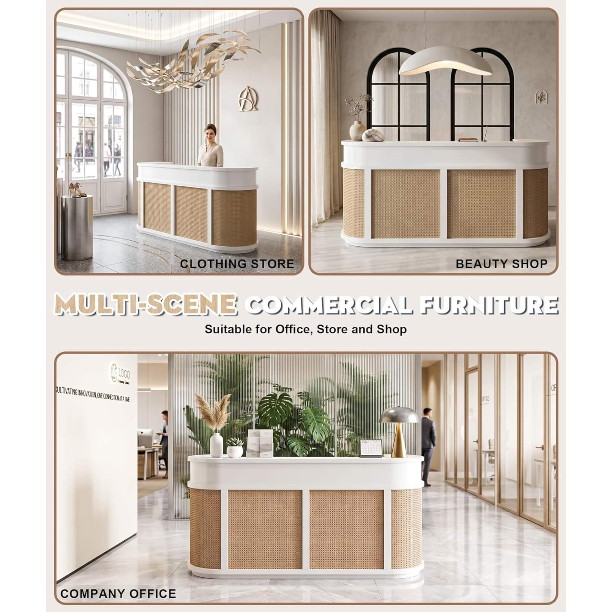 Velmor 70-Inch Modern Wooden Reception Desk With Lockable Drawers (SAK26148)