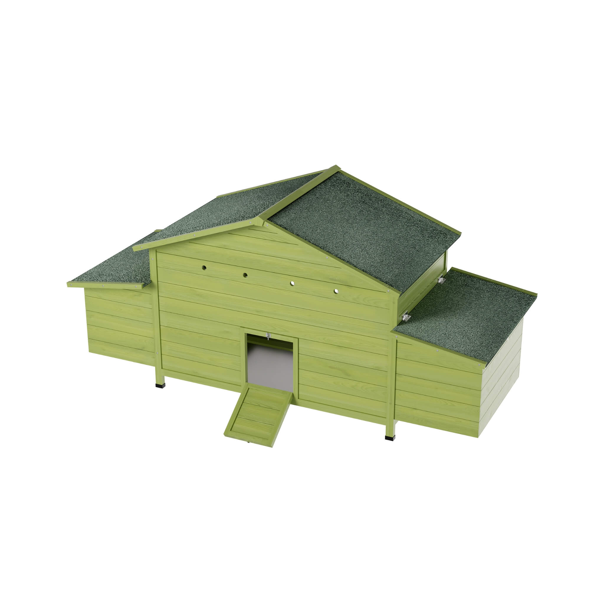 70-Inch Wooden Chicken Coop With Nesting Box, Perch, And Run Doors (SAK74619)
