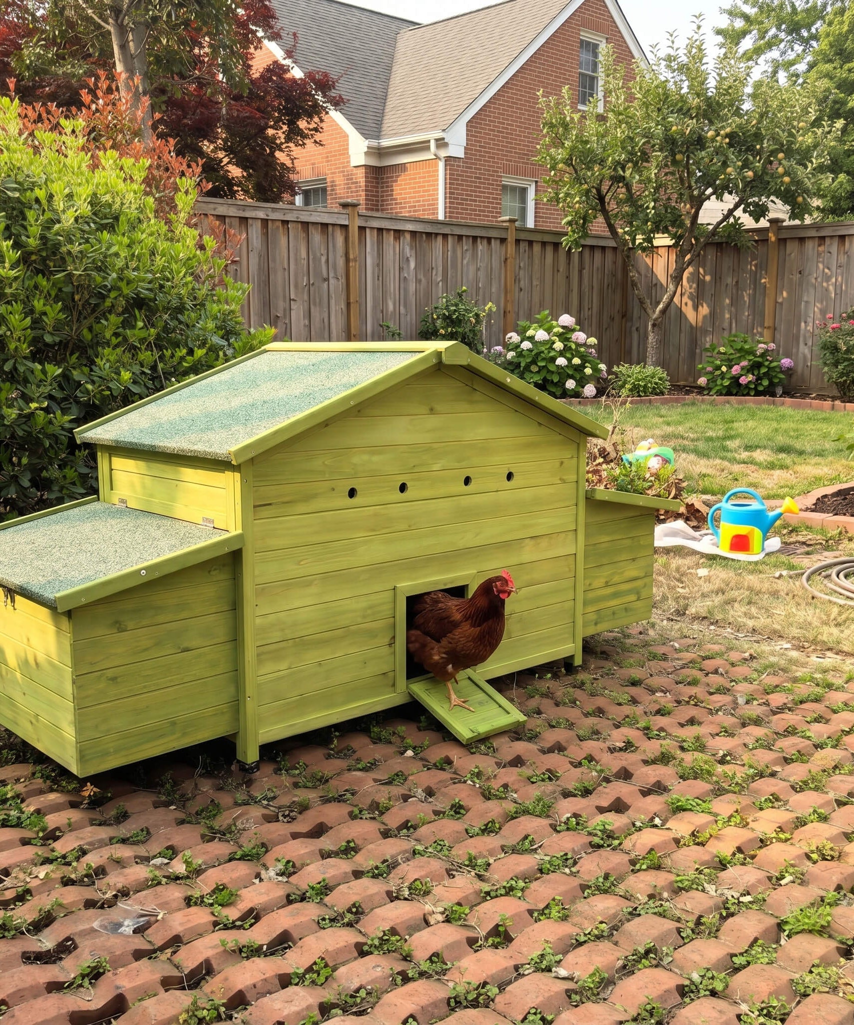 70-Inch Wooden Chicken Coop With Nesting Box, Perch, And Run Doors (SAK74619)