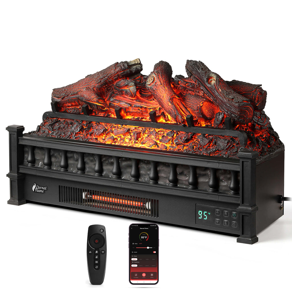 (Open Box) Eternal Flame EF26-LG Smart Electric Fireplace Logs, WiFi Enabled