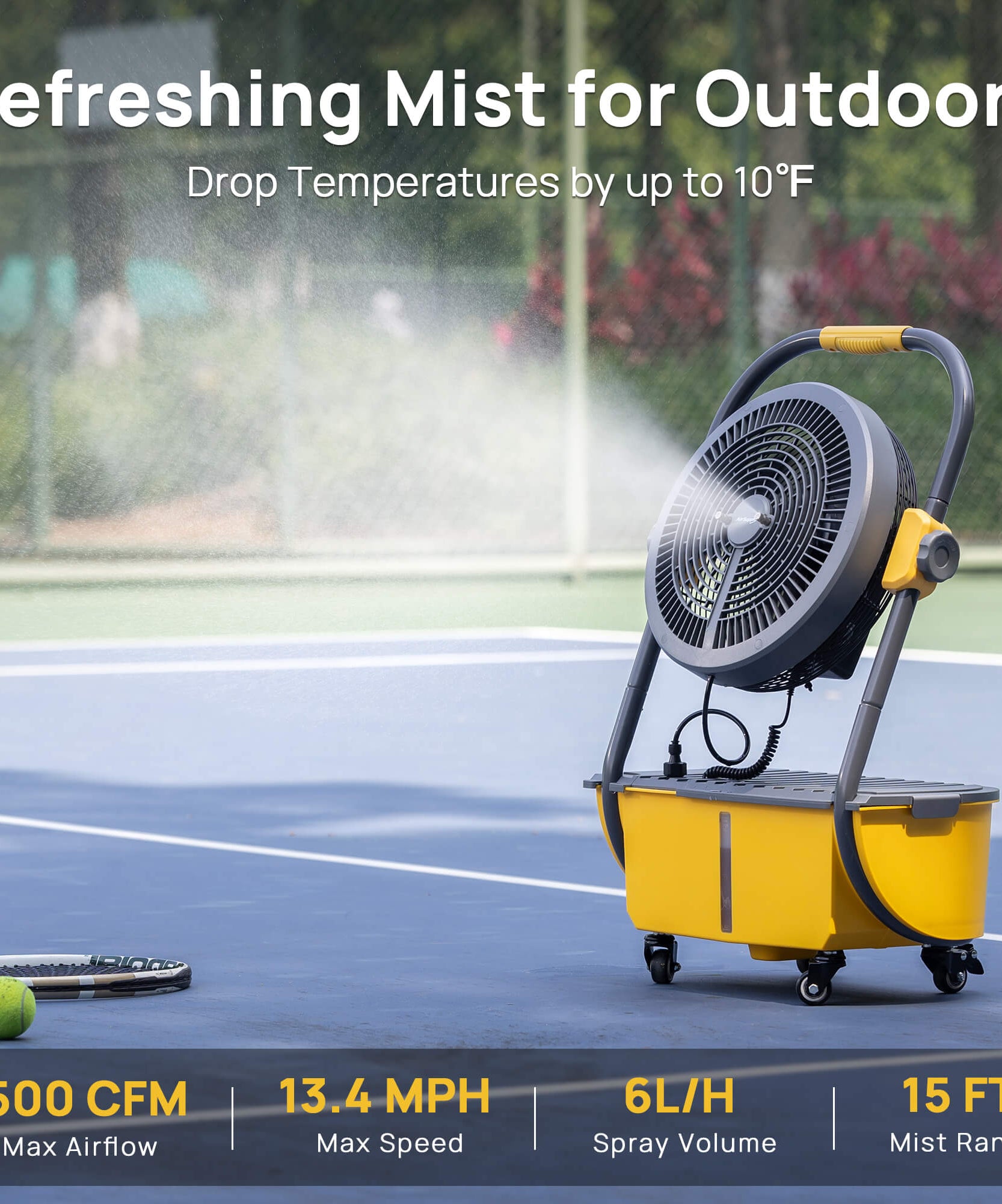 AirSupply MS12 Portable Mist Fan, 11L Tank & Up to 50H Runtime