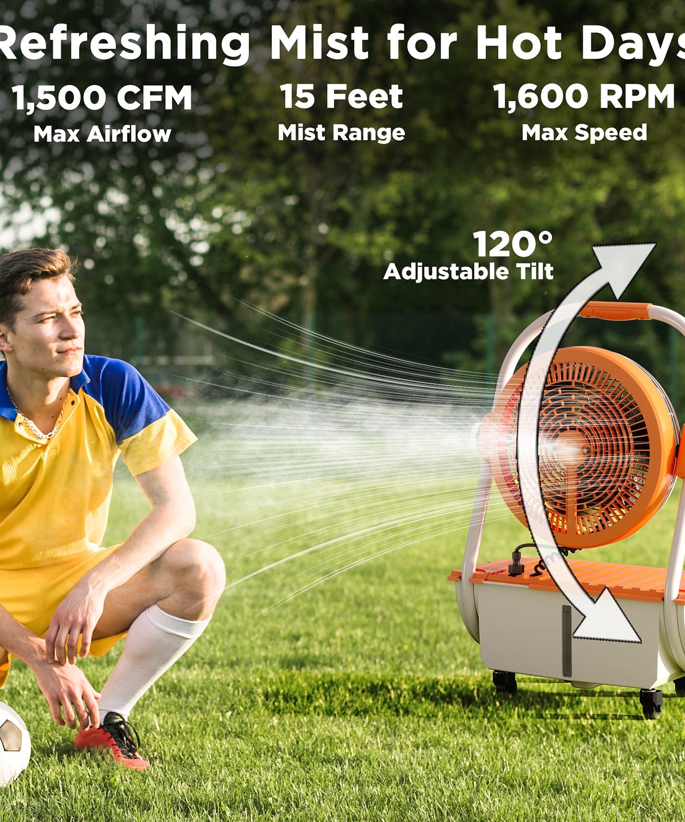 (Open Box) AirSupply MS12 Portable Mist Fan, 19,200mAh Battery & 2.9-Gallon Tank