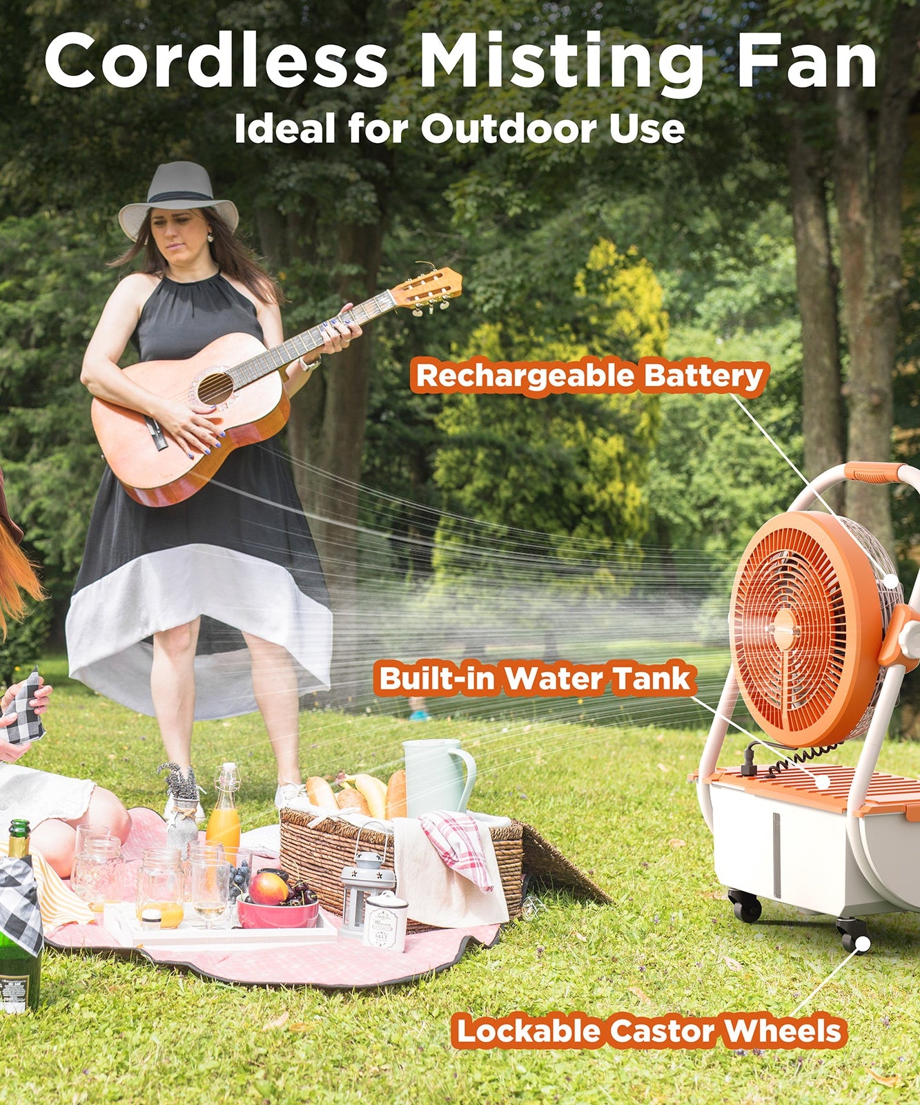 (Open Box) AirSupply MS12 Portable Mist Fan, 19,200mAh Battery & 2.9-Gallon Tank