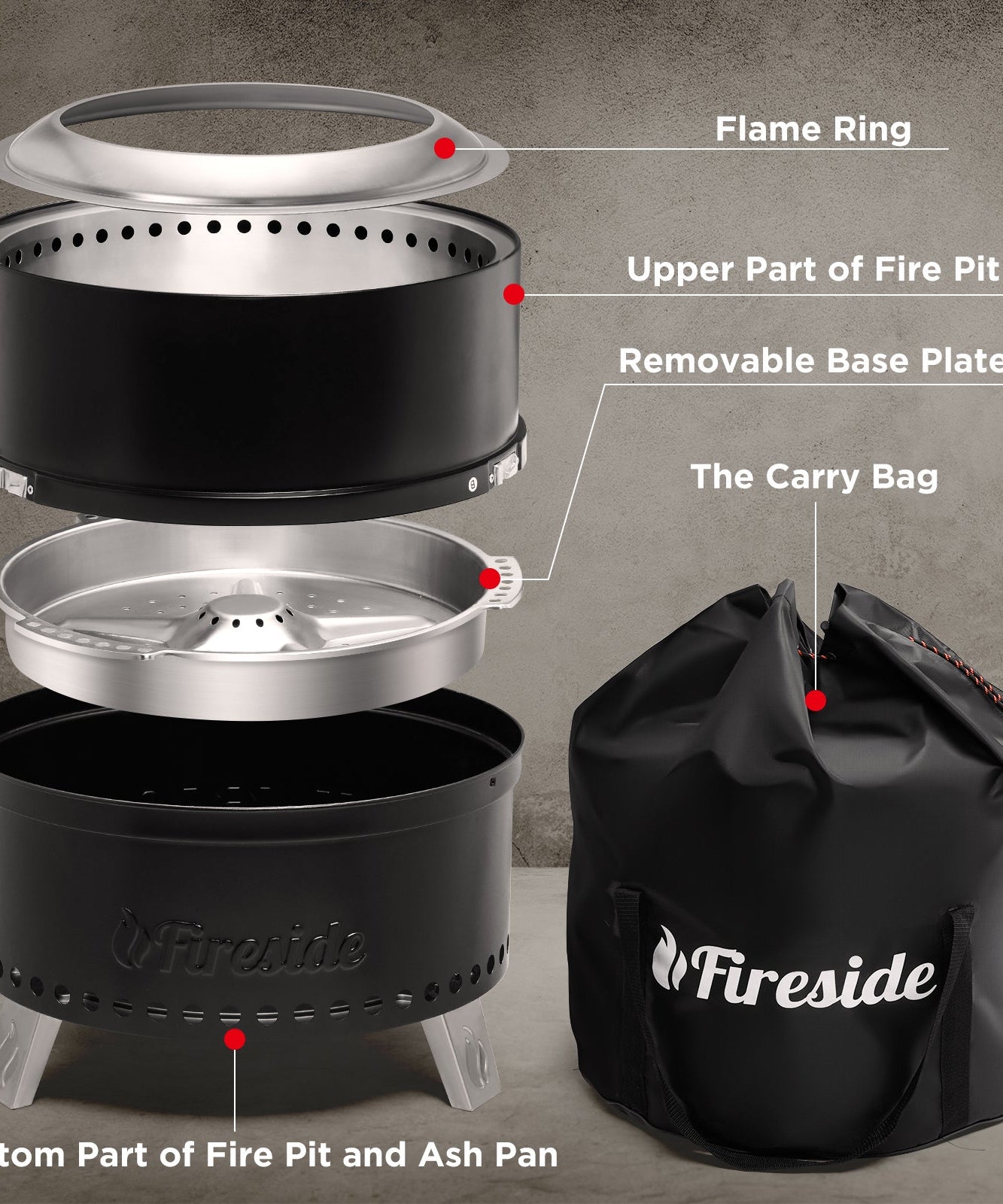 Pluto R19-PG Smokeless Outdoor Fire Pit -  Painted Black