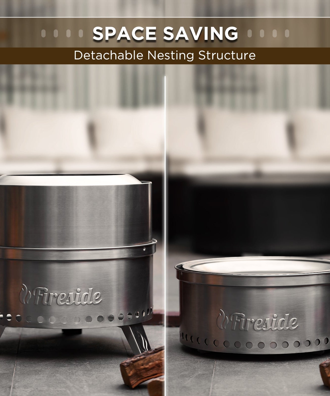 Pluto R19-SS Smokeless Outdoor Fire Pit -  Stainless Steel