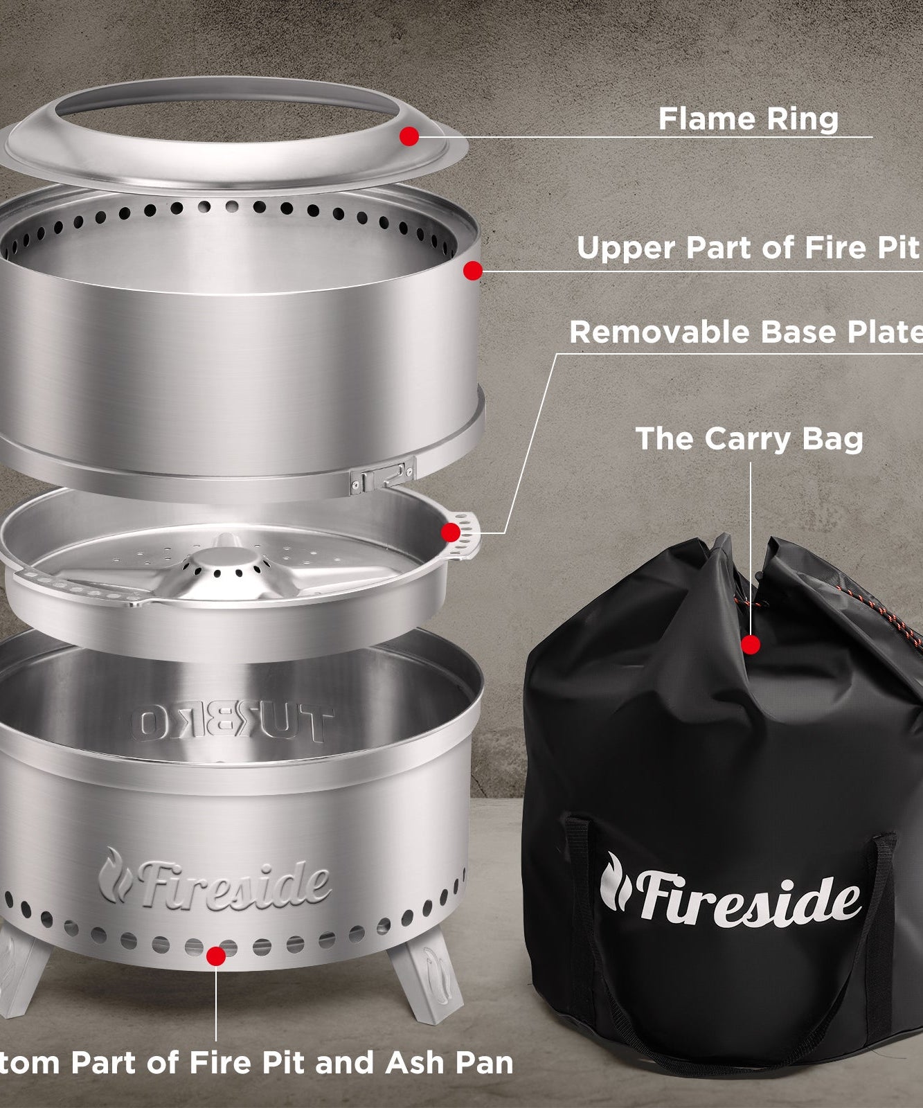 Pluto R19-SS Smokeless Outdoor Fire Pit -  Stainless Steel